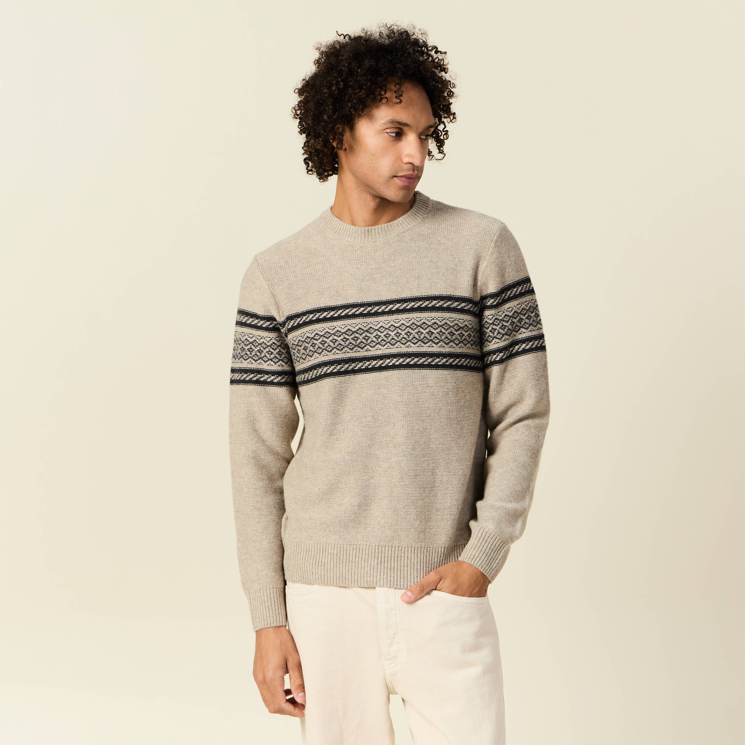 pull manches longues beige homme Pull manches longues beige homme