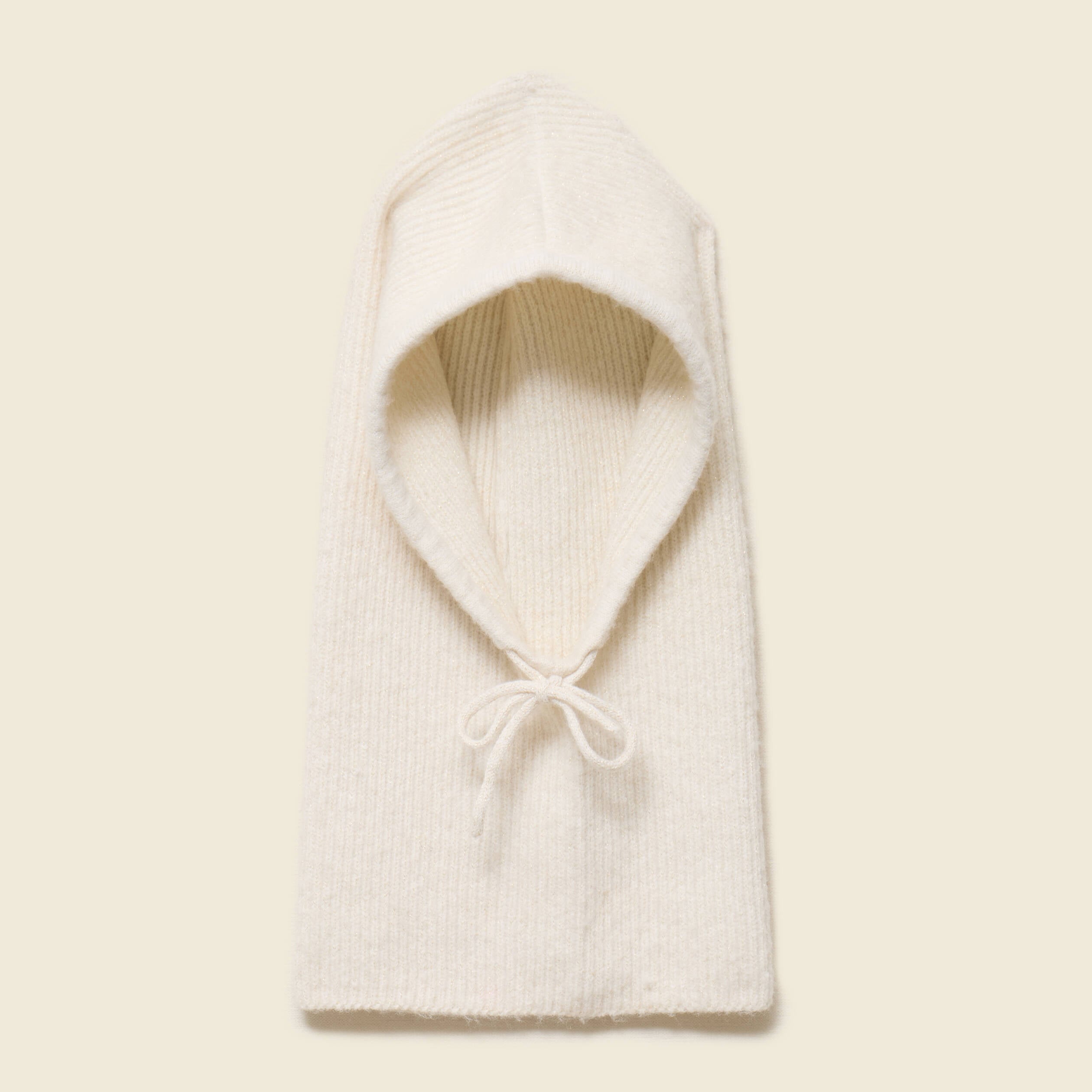 Cagoule tricot&eacute;e ecru femme