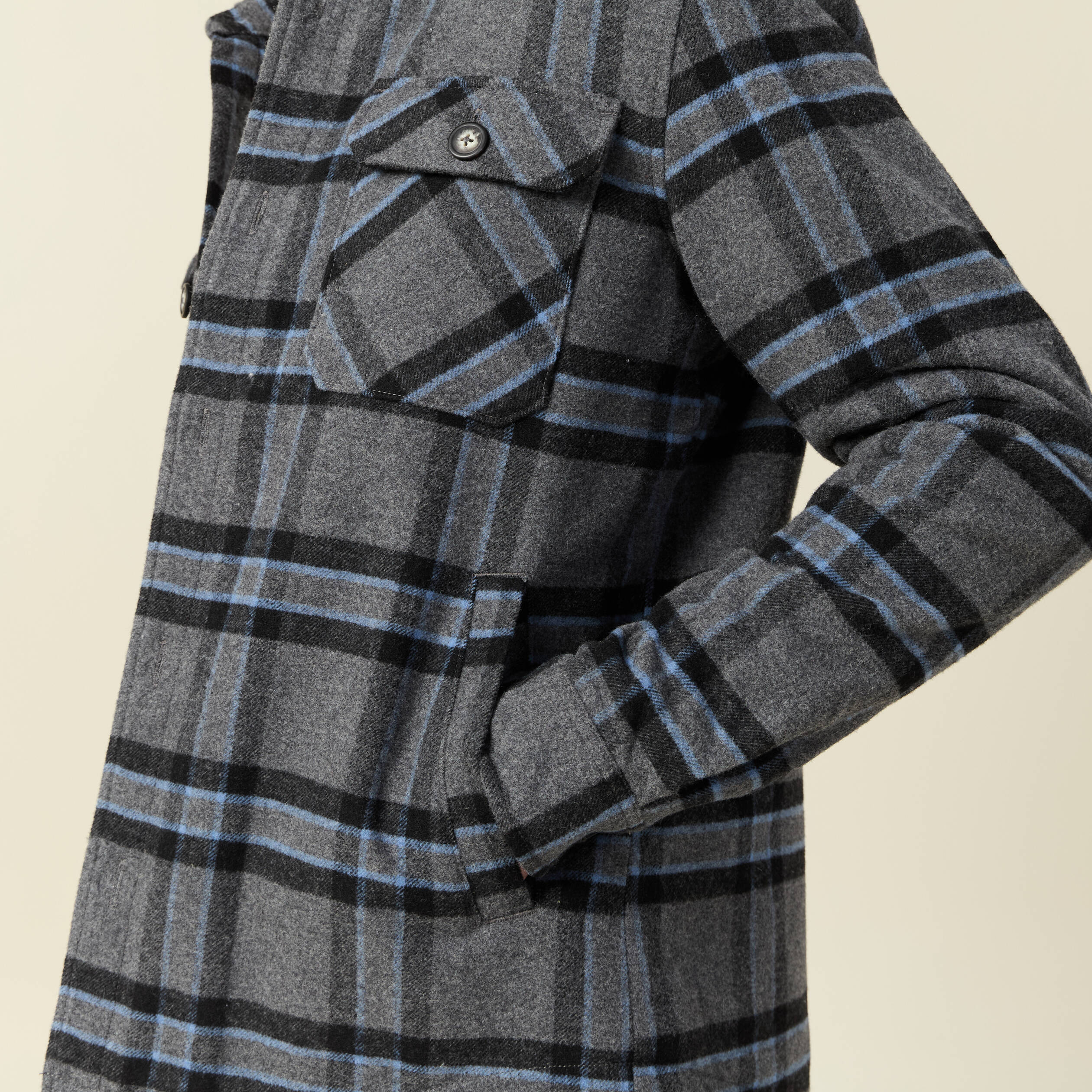 veste surchemise droite bleu gris homme Veste surchemise droite bleu gris homme
