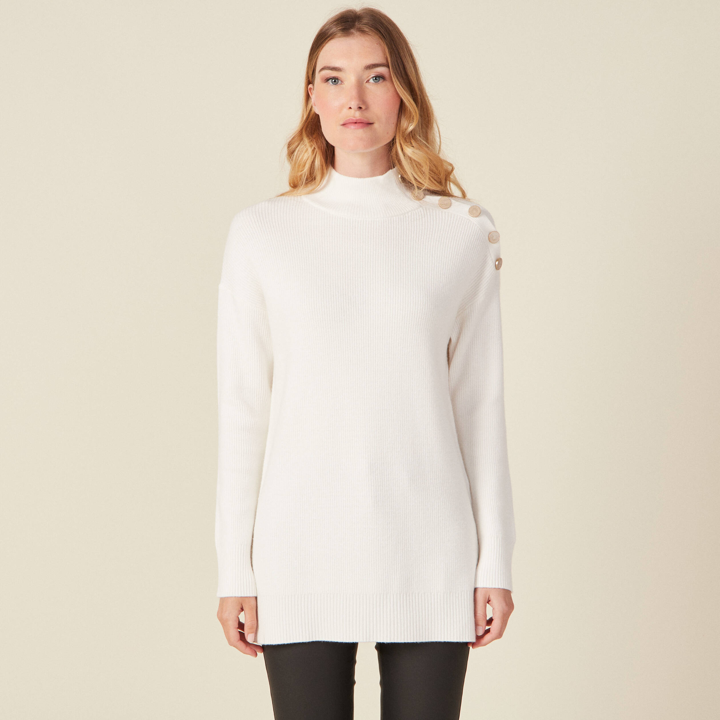 pull long manches longues ecru femme Pull long manches longues ecru femme