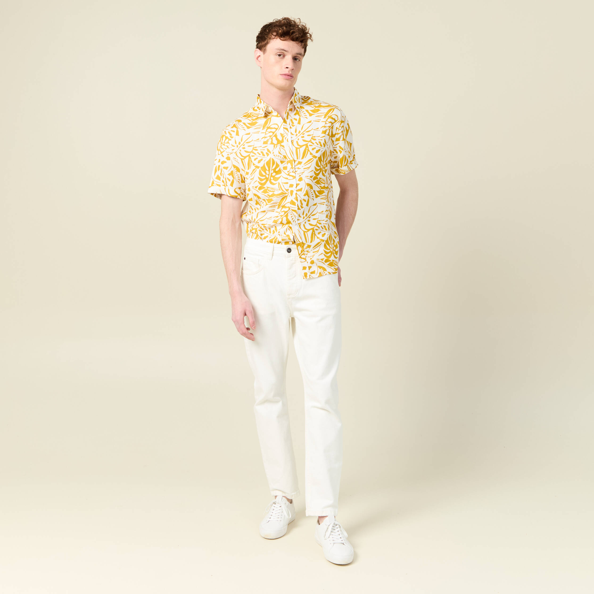 chemise eco responsable jaune fonce homme Chemise éco-responsable jaune foncé homme