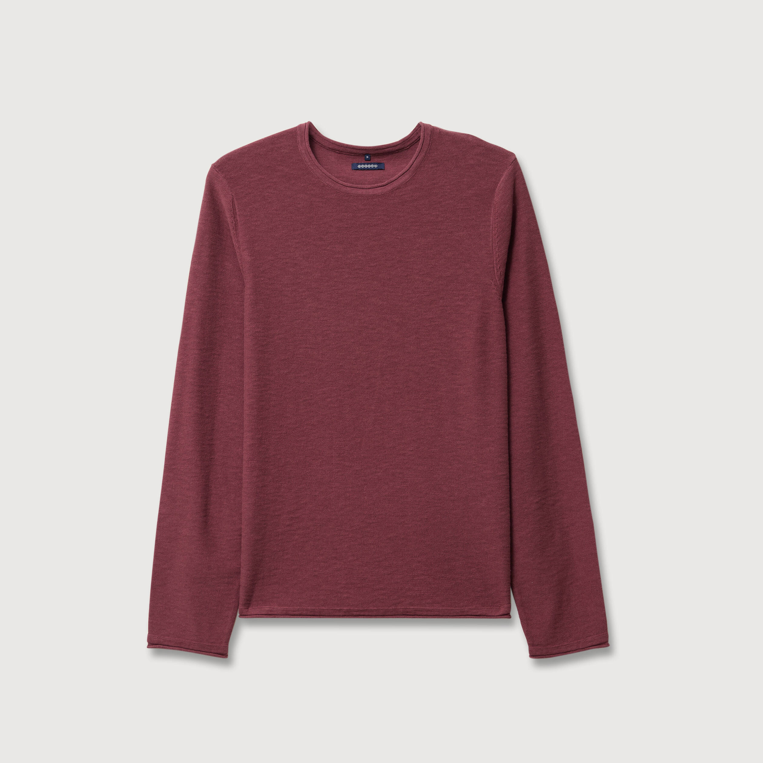 Pull fin en coton manches longues vieux rose homme