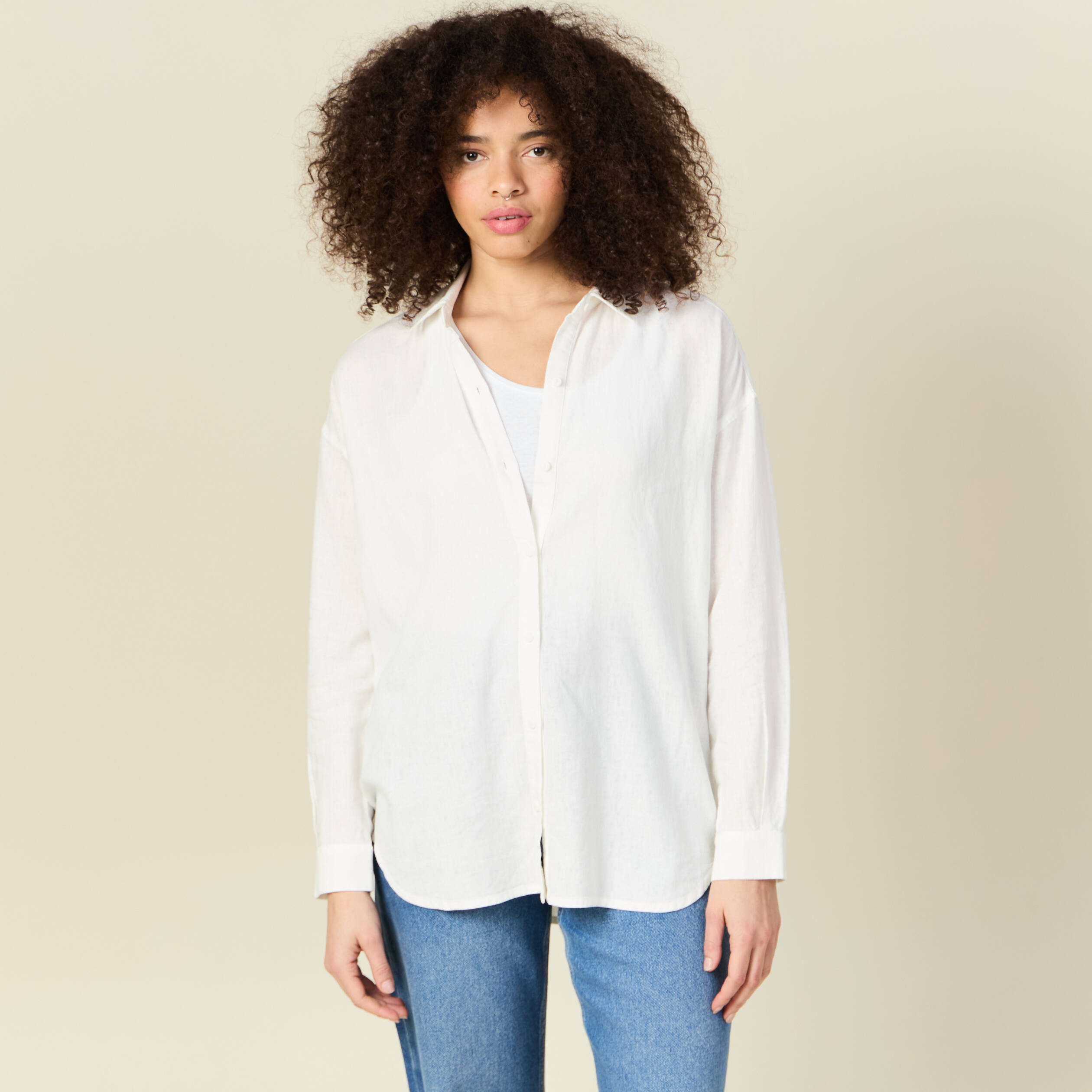 chemise manches longues ecru femme Chemise manches longues ecru femme