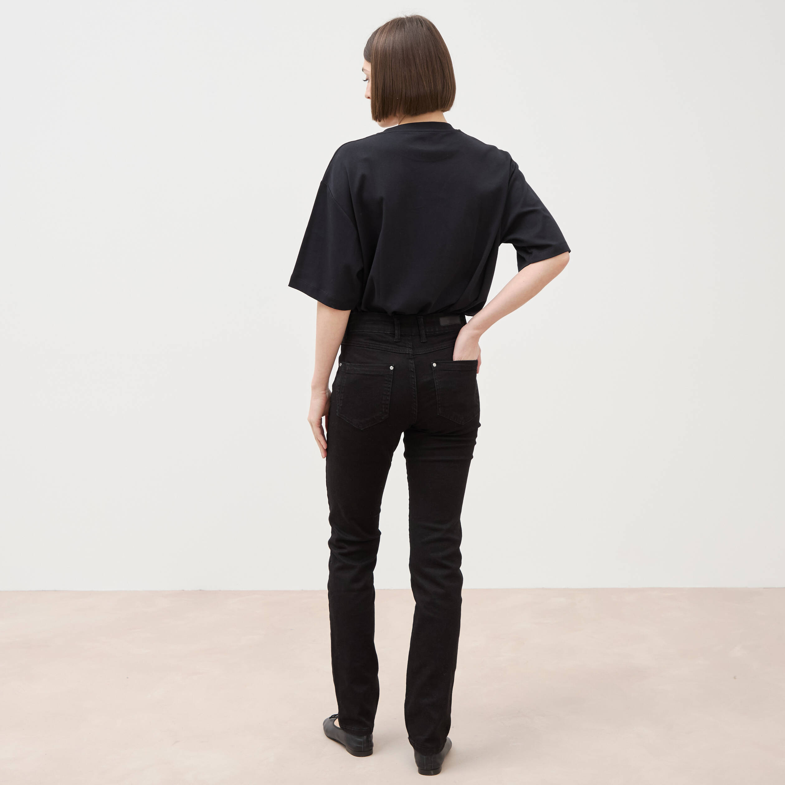 Jeans regular 5 poches denim noir femme