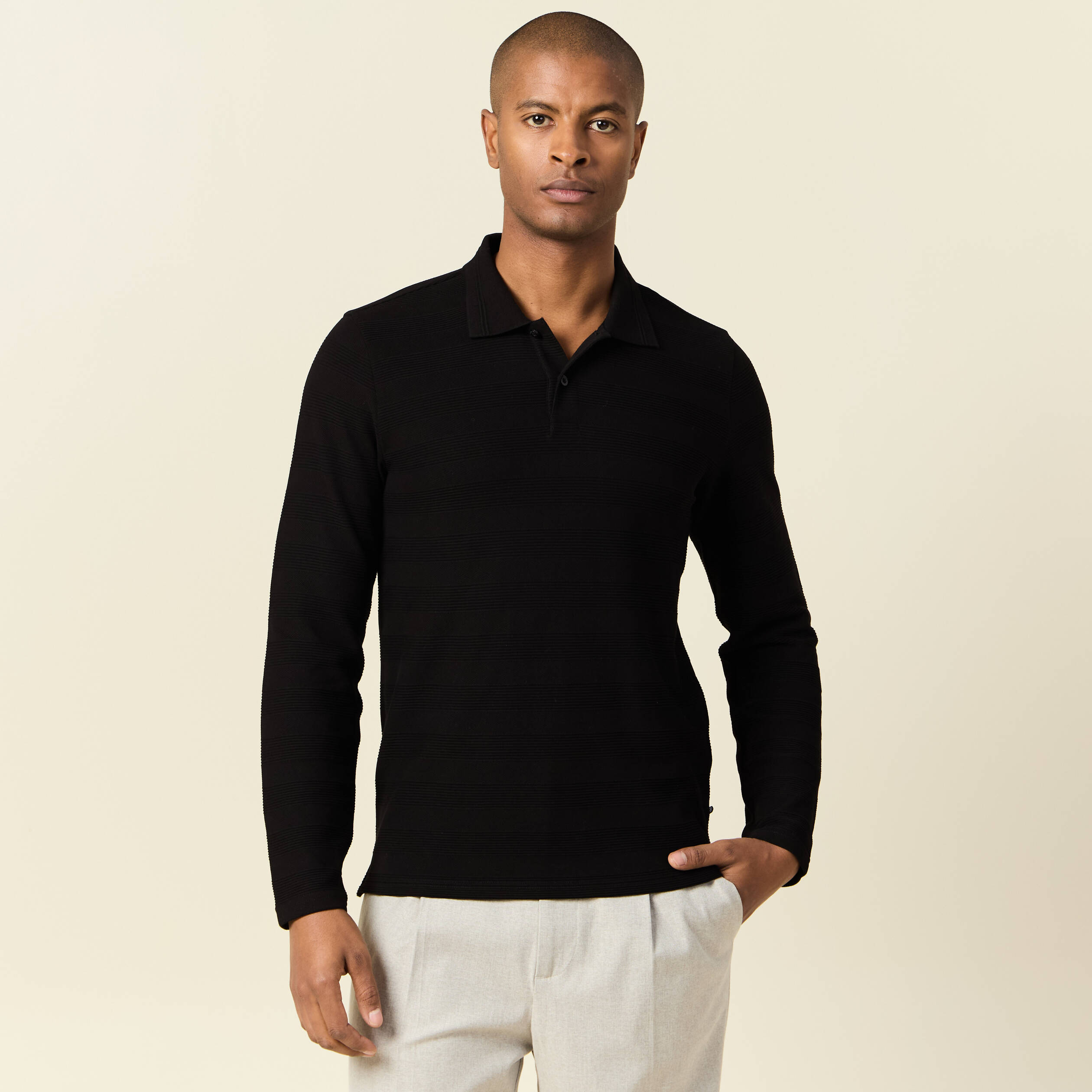 polo manches longues noir homme Polo manches longues noir homme