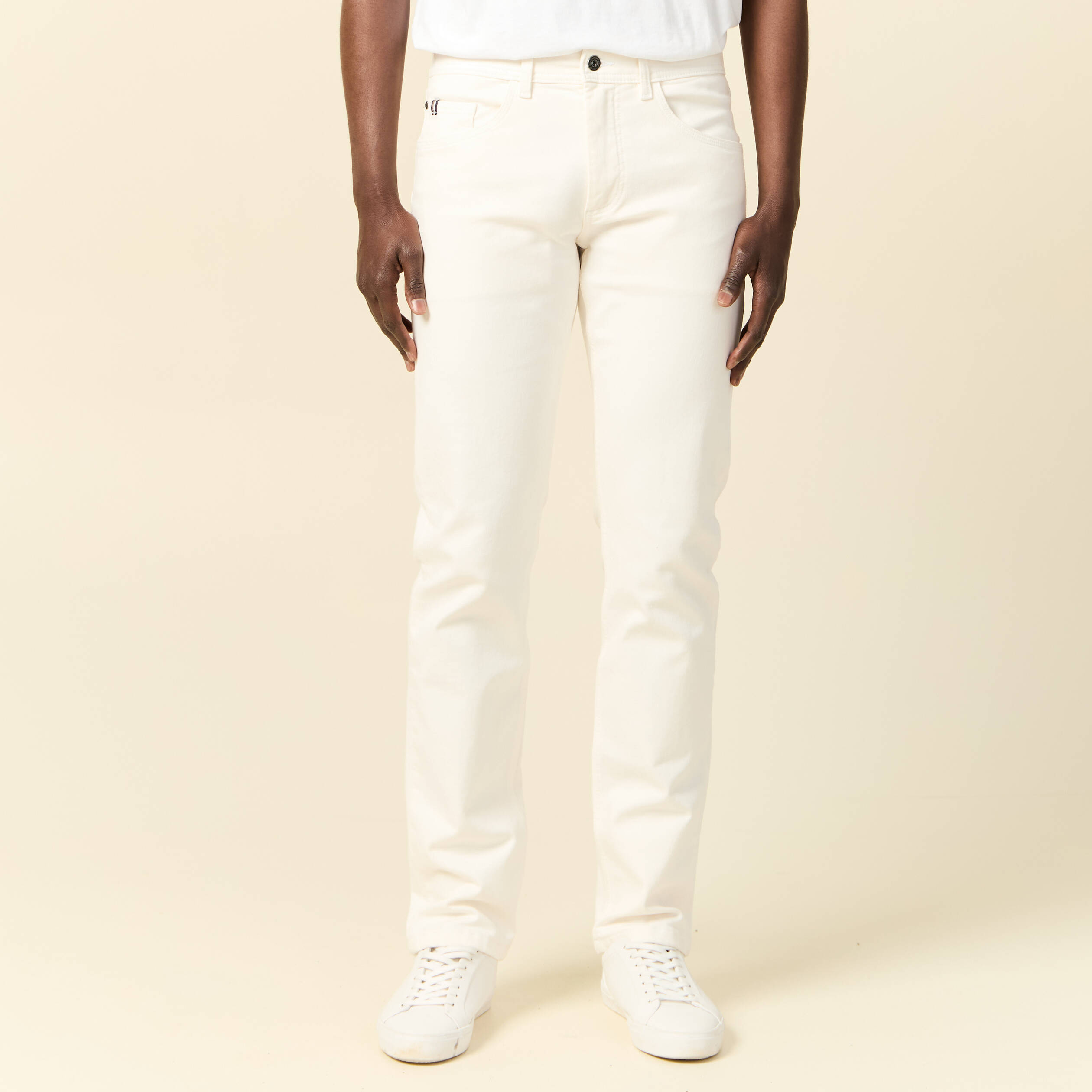 Jeans straight homme used L34 denim blanc homme