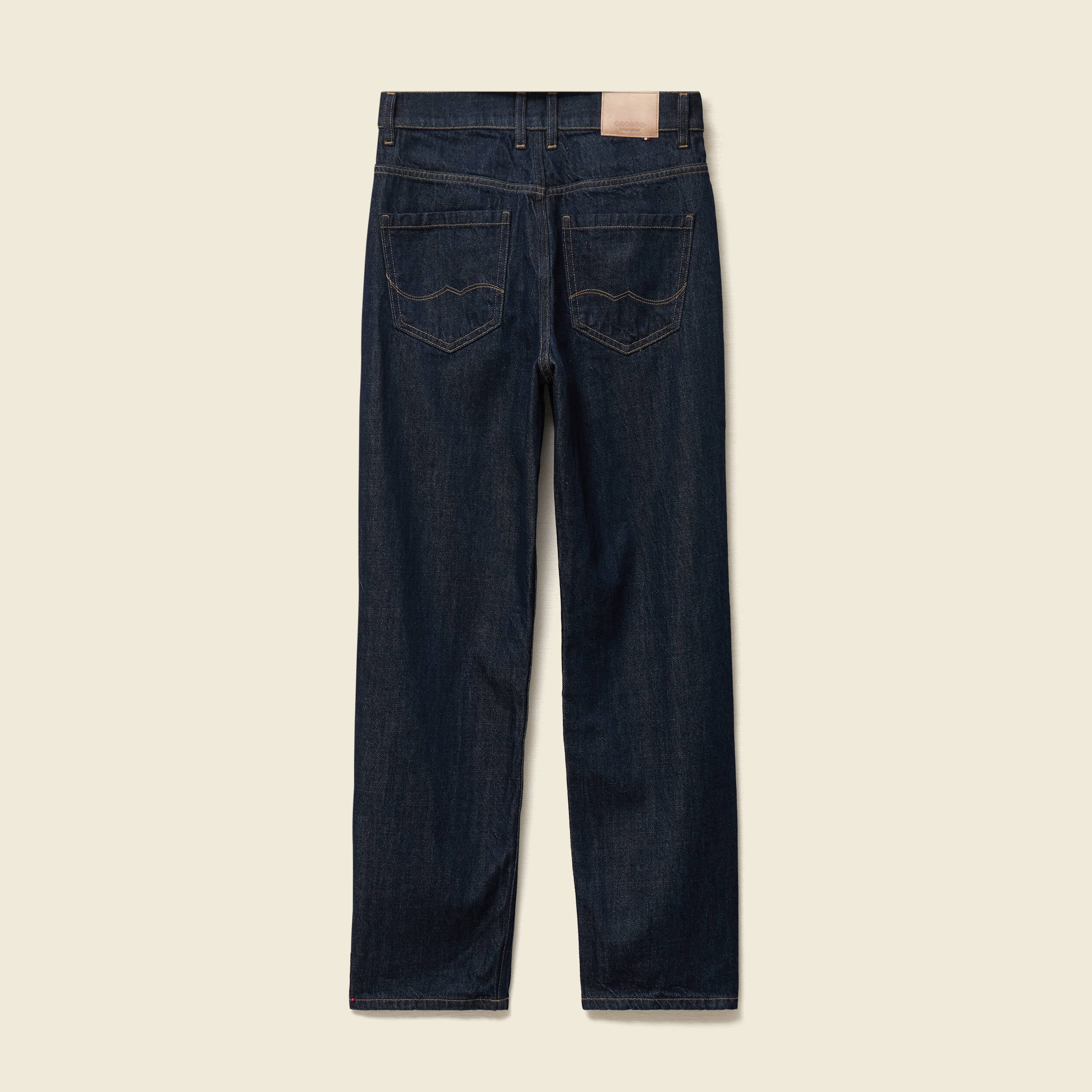 Jeans straight taille haute denim brut rinse femme