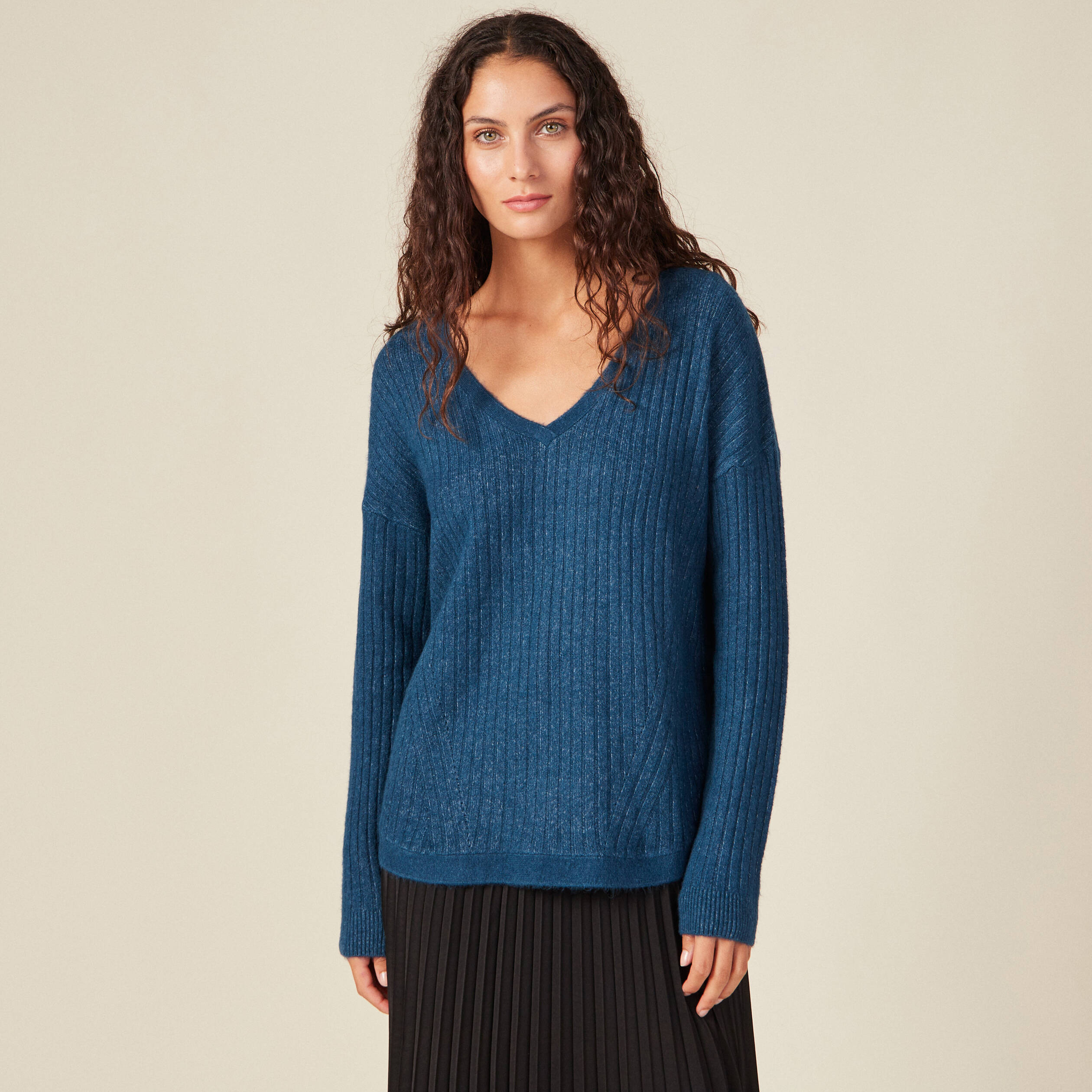 Pull bleu canard femme