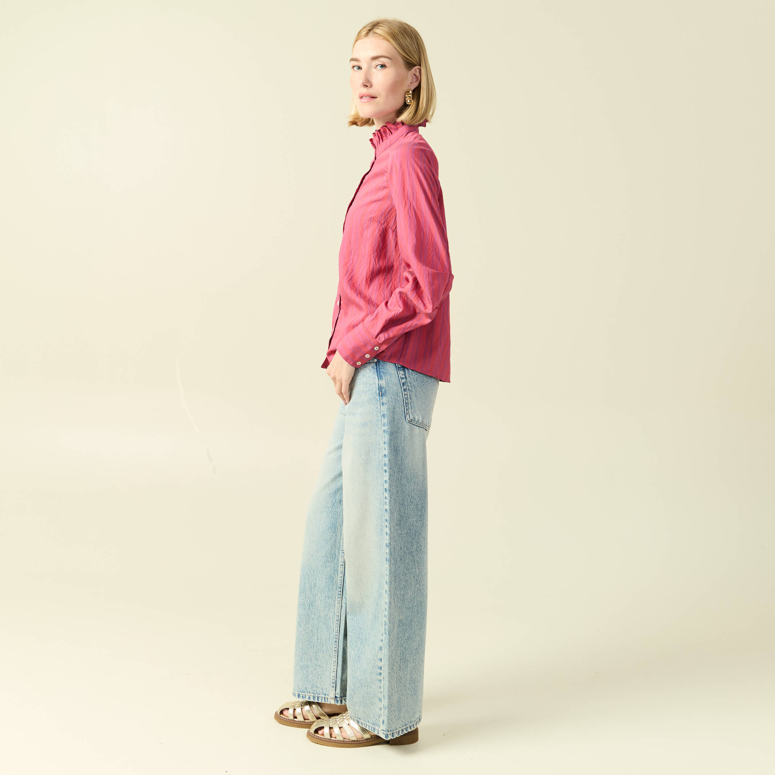 Chemise oversize manches longues prune femme
