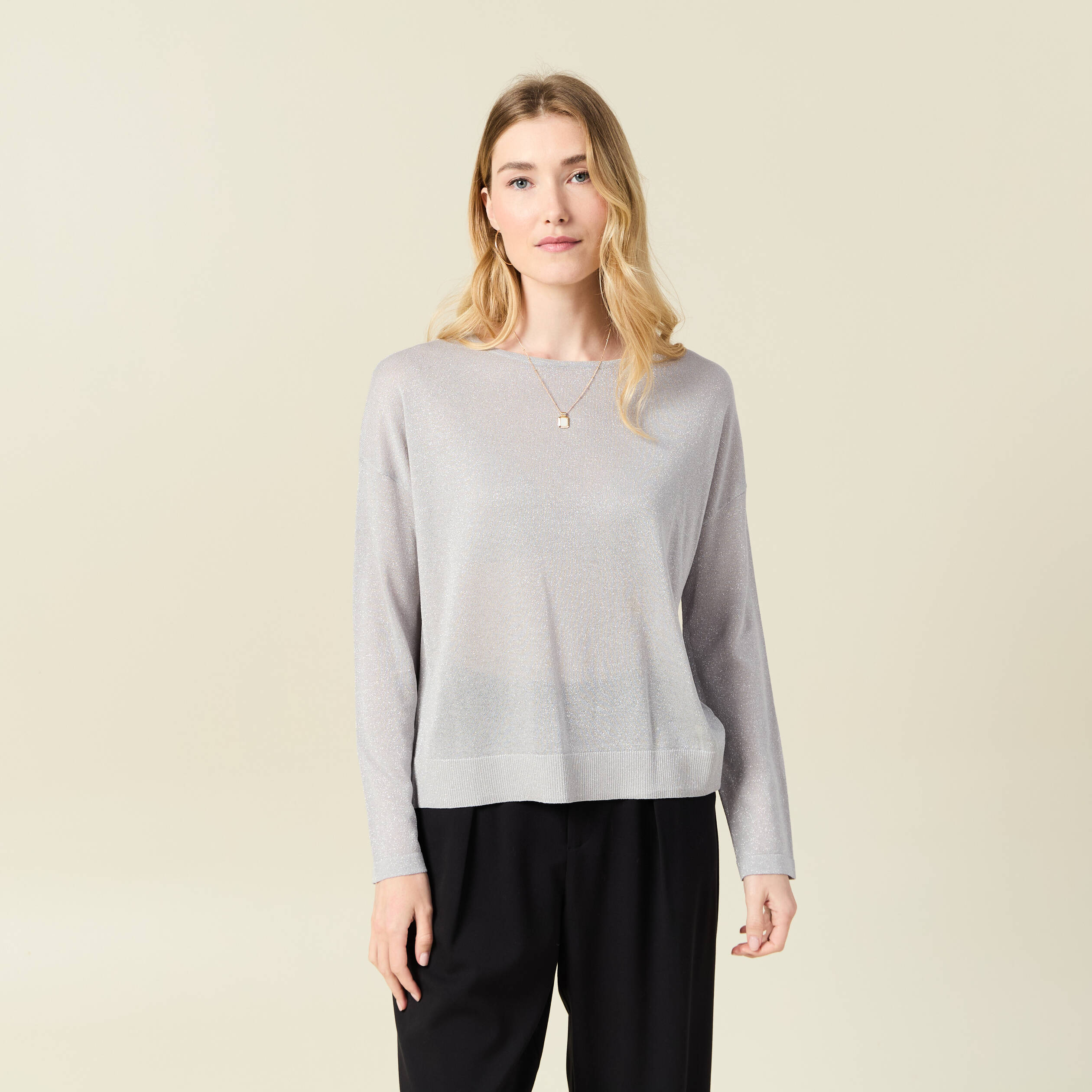 pull manches longues gris clair femme Pull manches longues gris clair femme