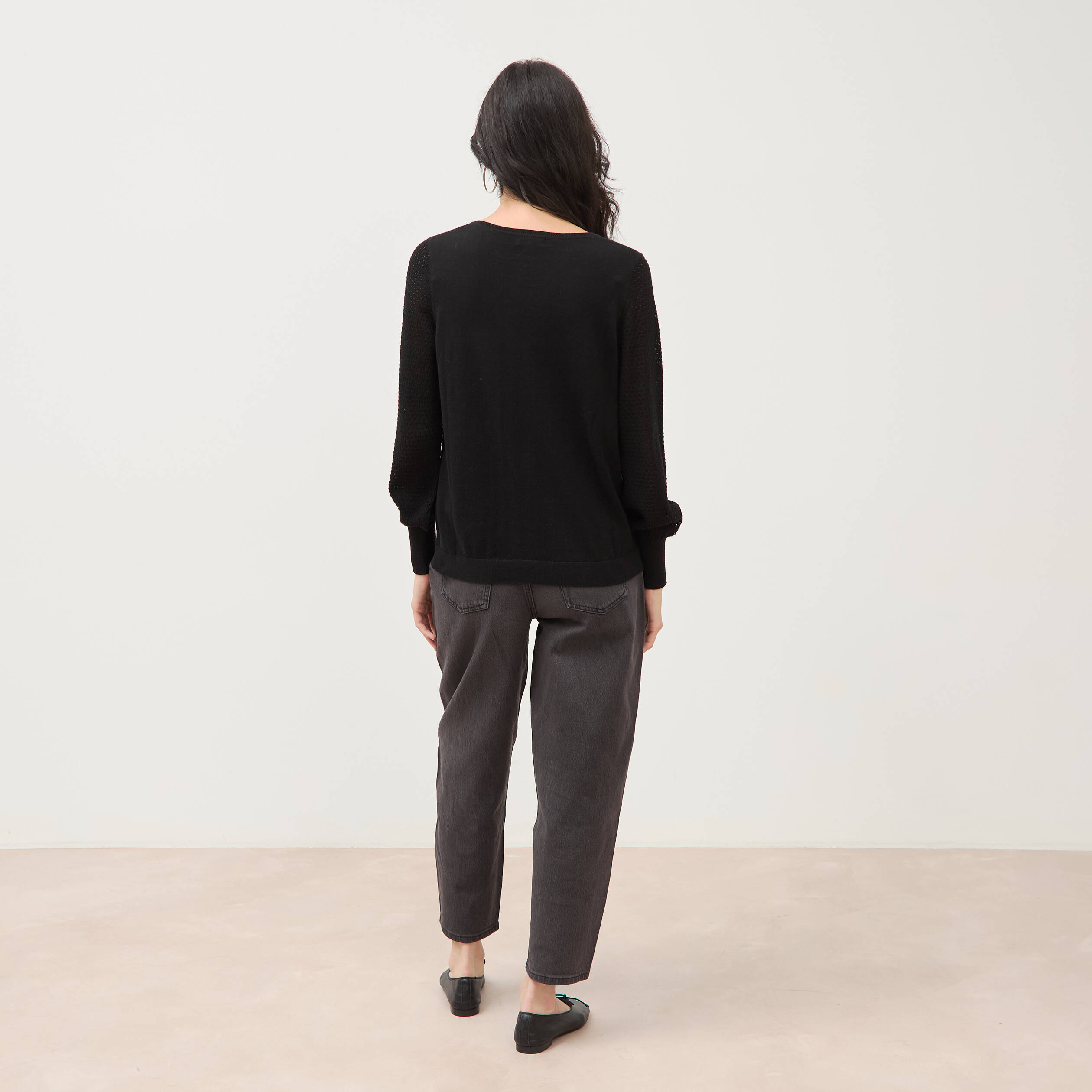 Pull manches longues noir femme