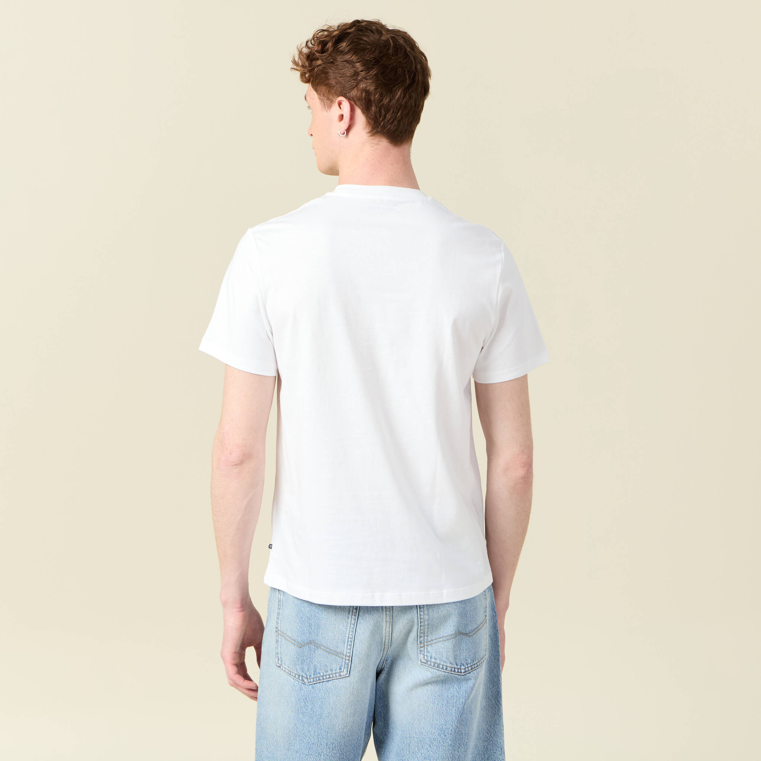 t shirt manches courtes brode blanc homme T-shirt manches courtes brodé blanc homme