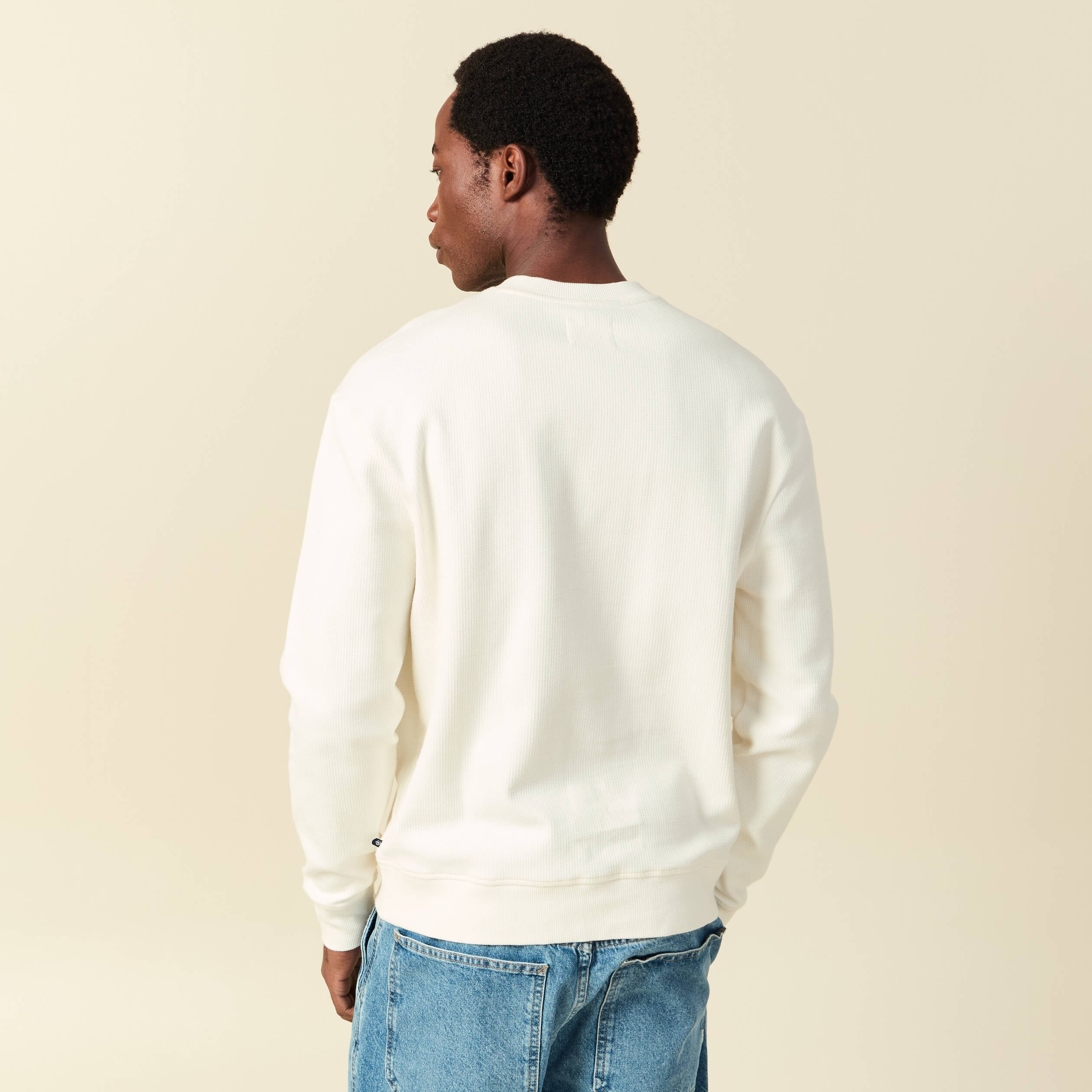 Sweat manches longues col rond ecru homme