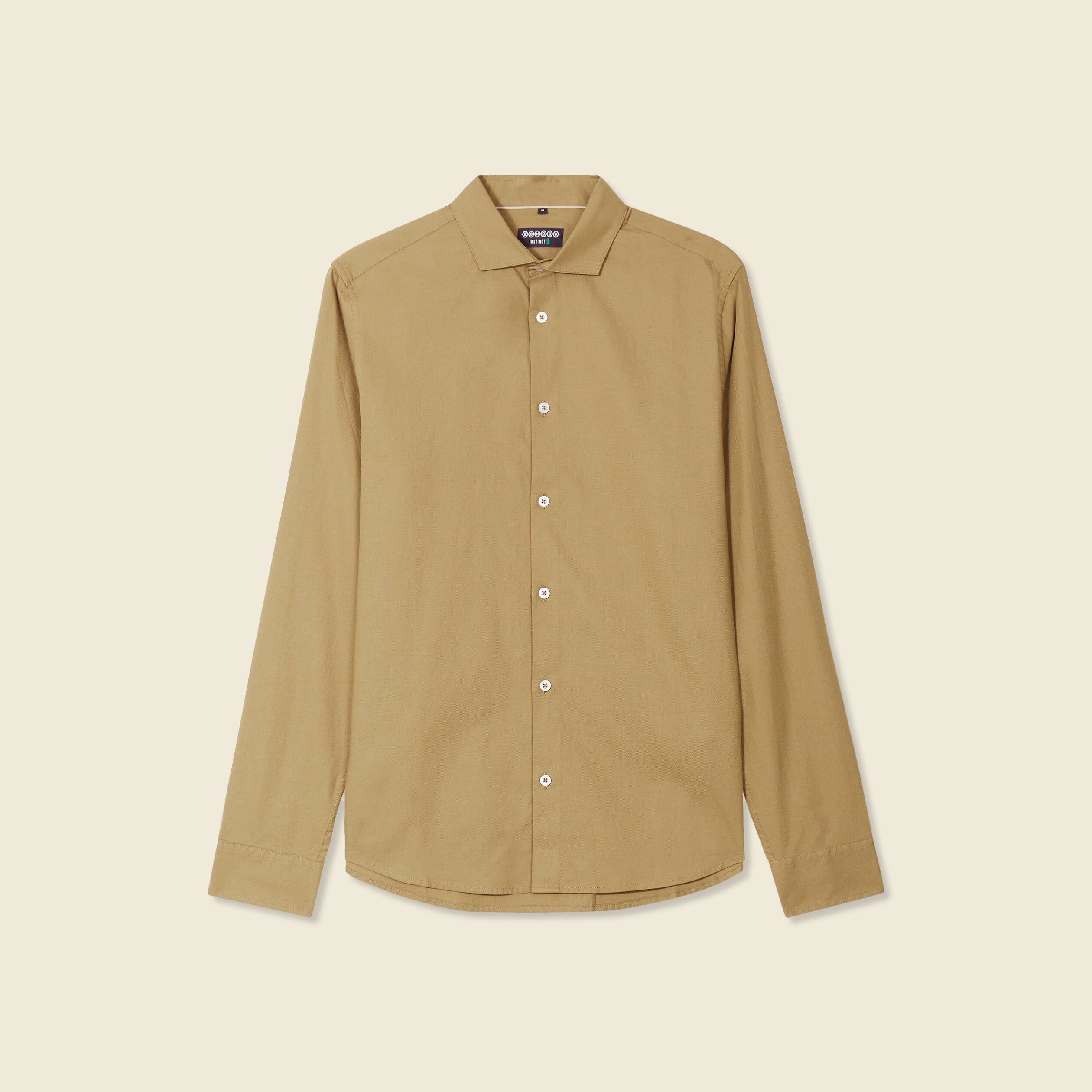 Col cintr&eacute; en coton manches longues marron homme