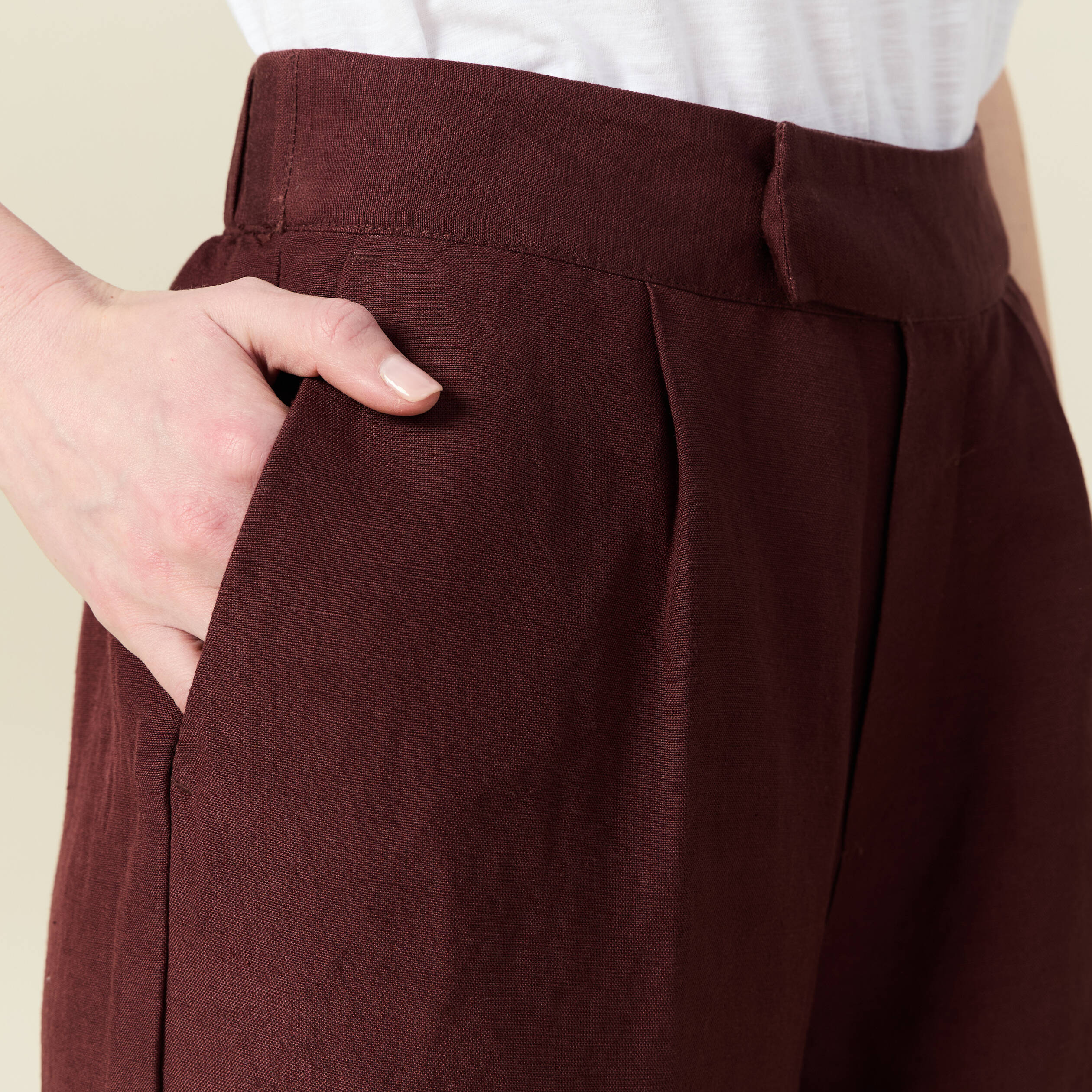 Pantalon large fluide bordeaux femme