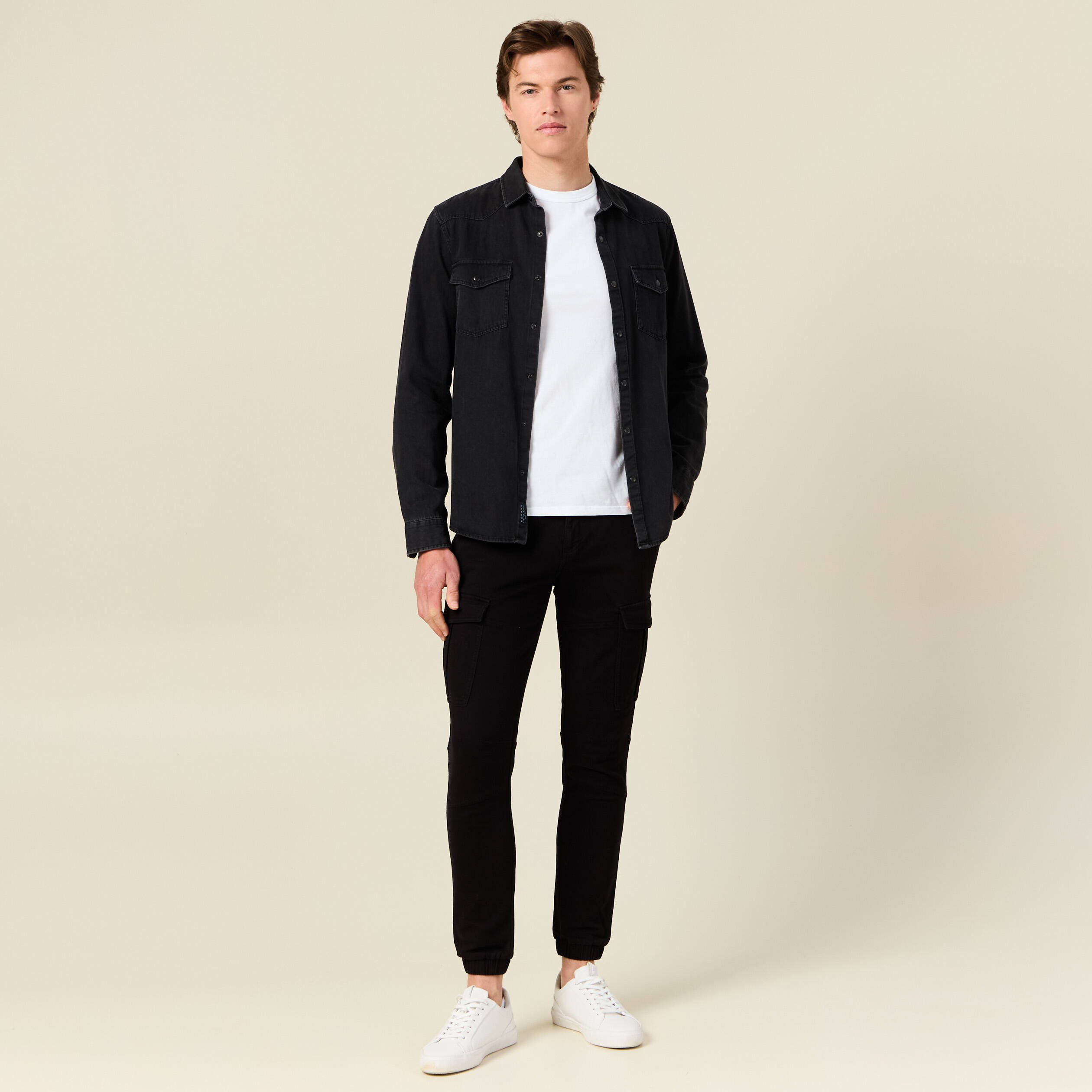 pantalon cargo taille a cordon noir homme Pantalon cargo taille à cordon noir homme