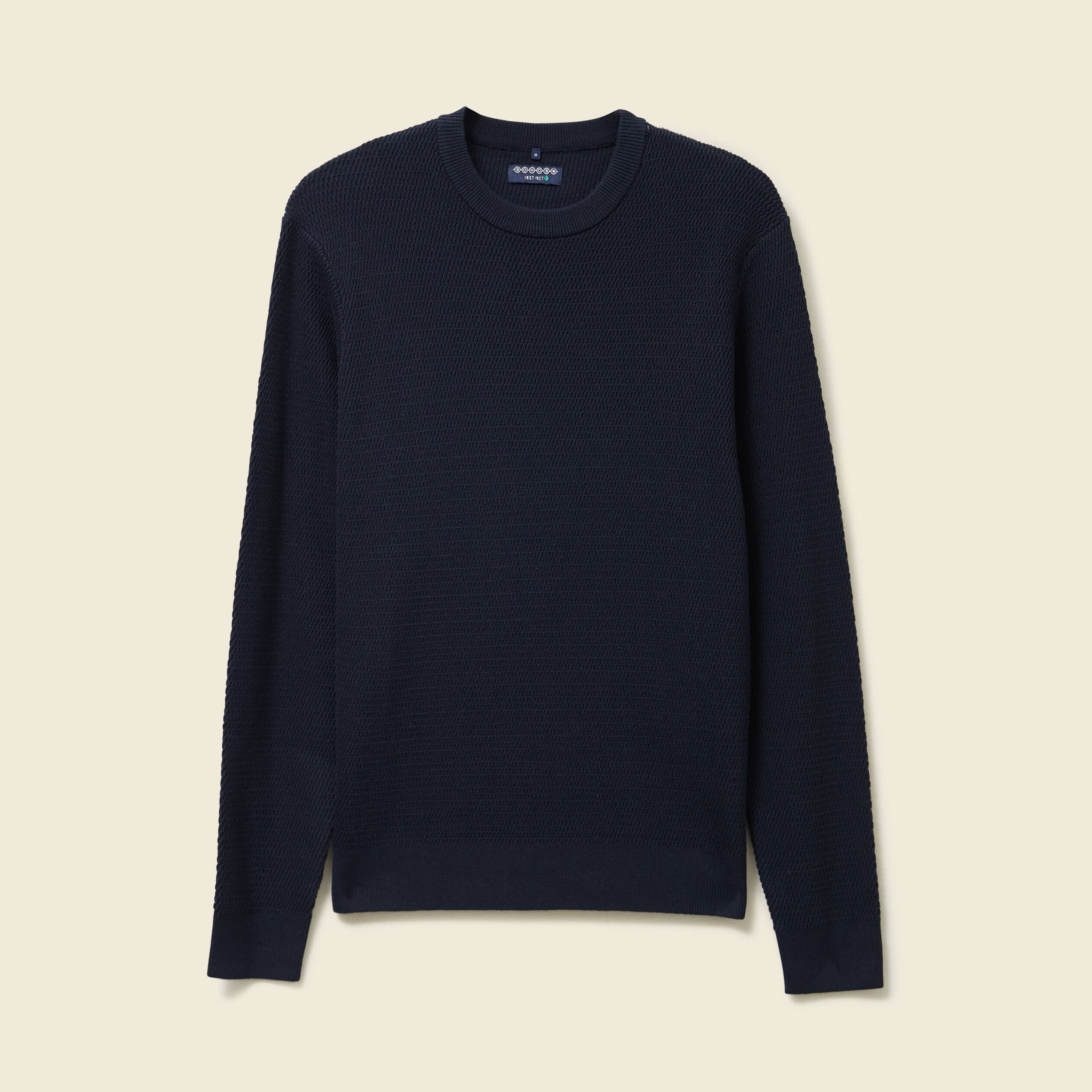 Pull droit manches longues bleu marine homme
