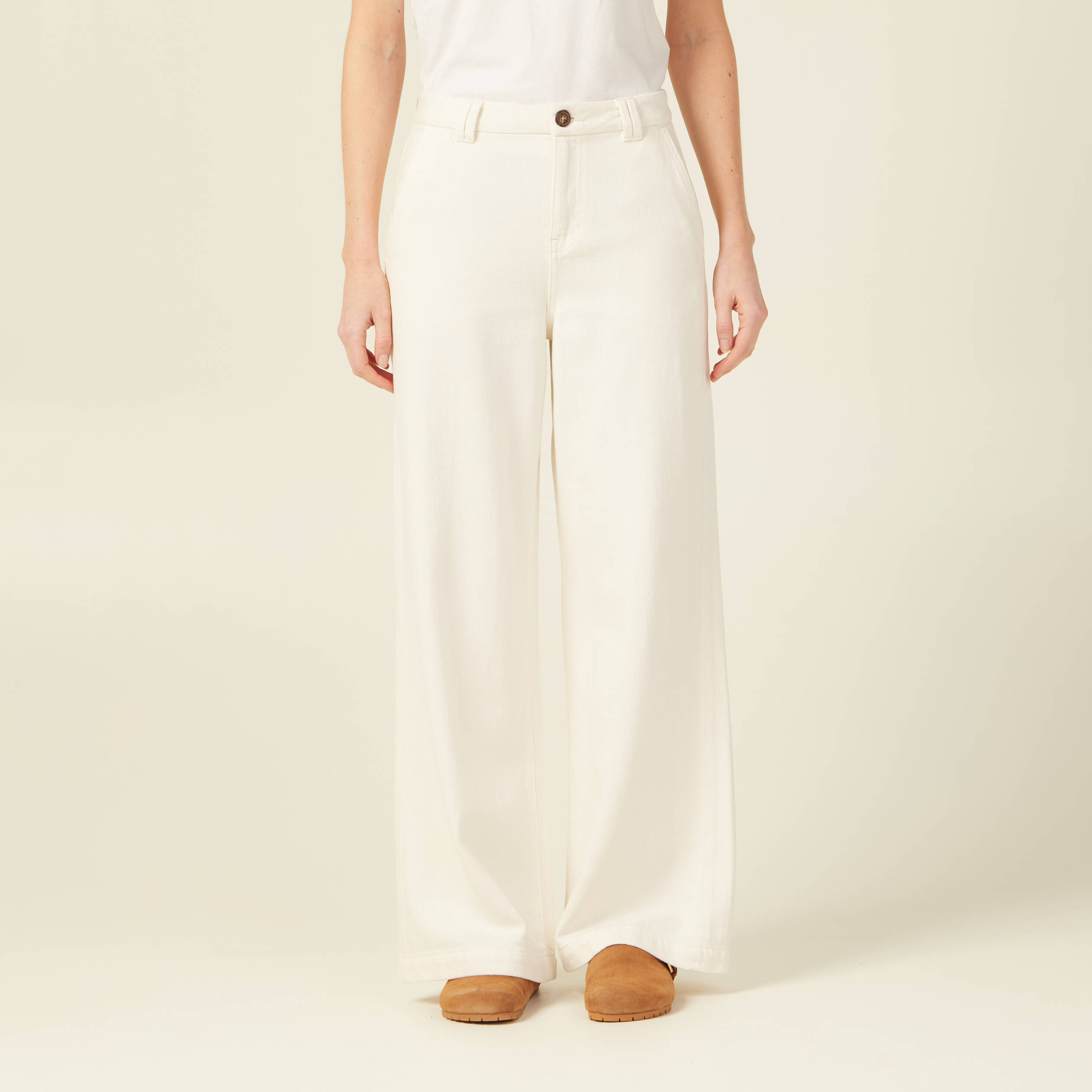 jeans flare taille haute creme femme Jeans flare taille haute creme femme