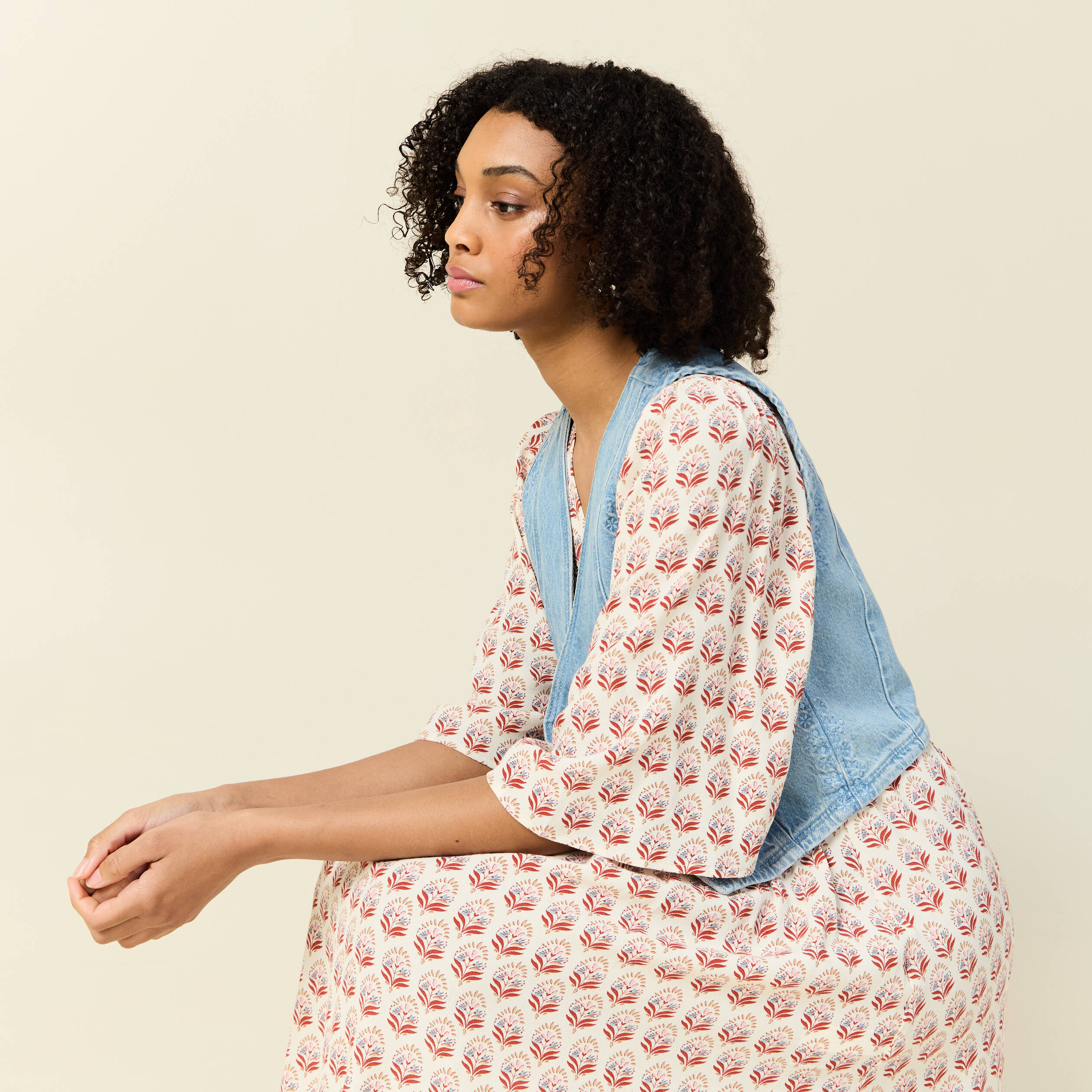 veston sans manches en jean denim used femme Veston sans manches en jean denim used femme