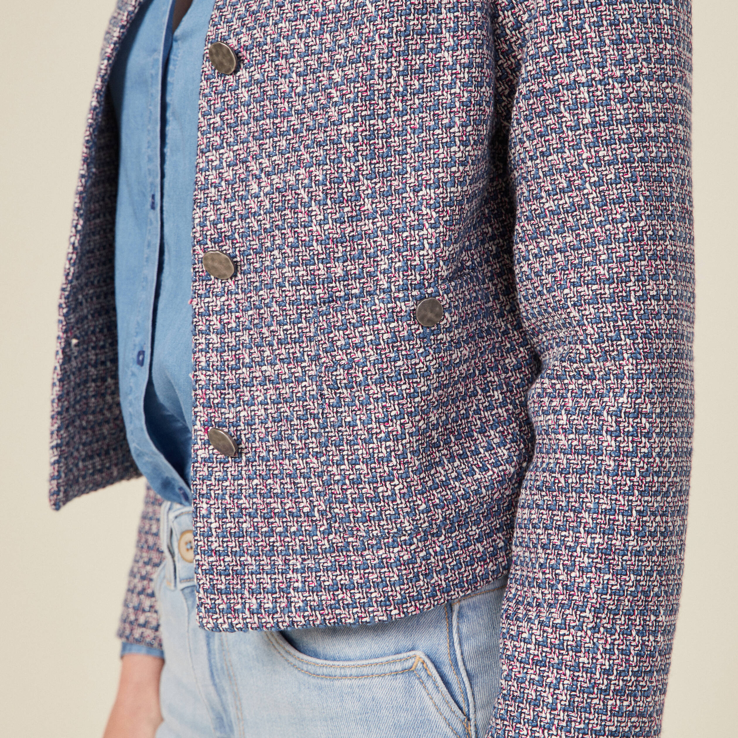 veste droite eco responsable bleu femme Veste droite éco-responsable bleu femme