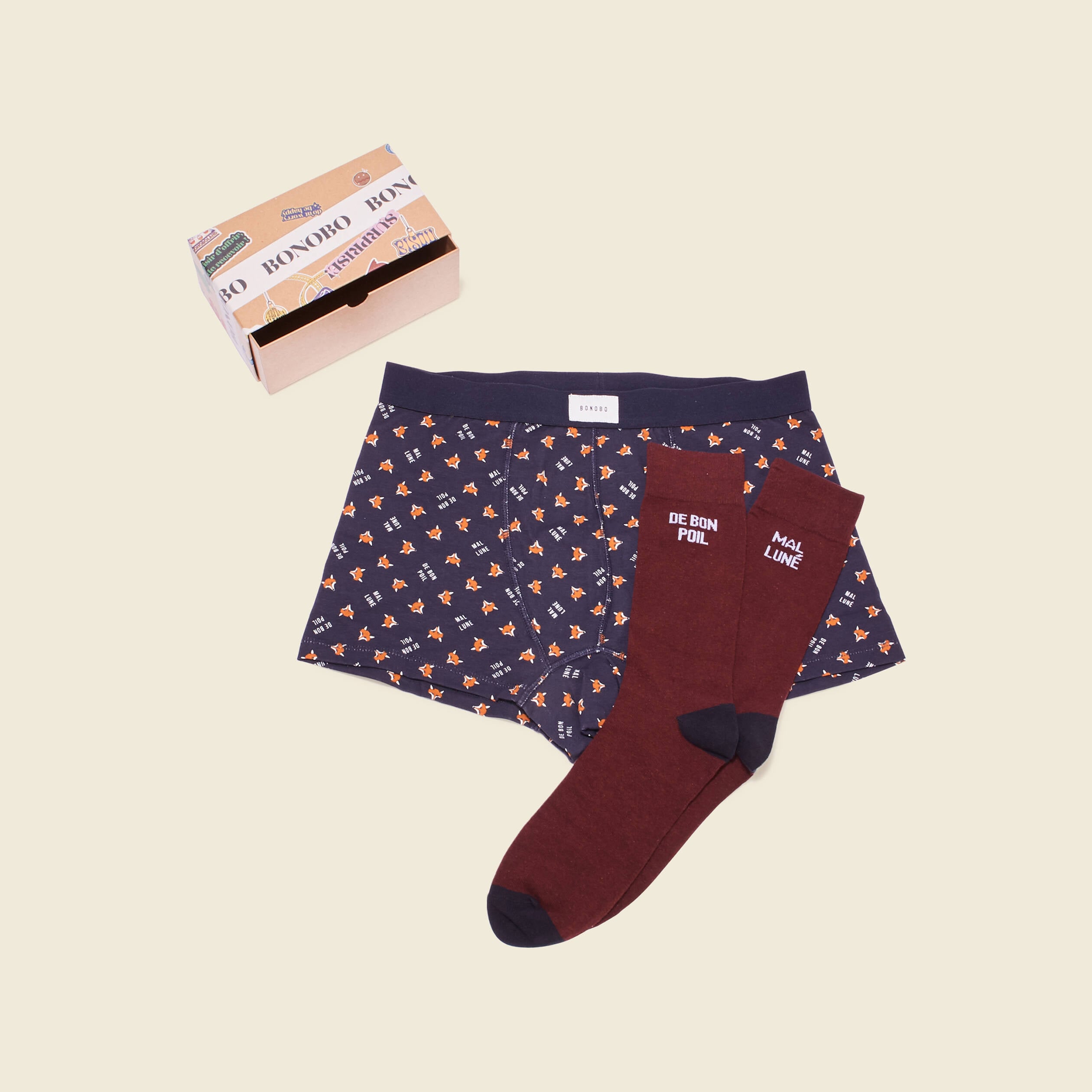 Ensemble boxer et chaussettes multicolore homme