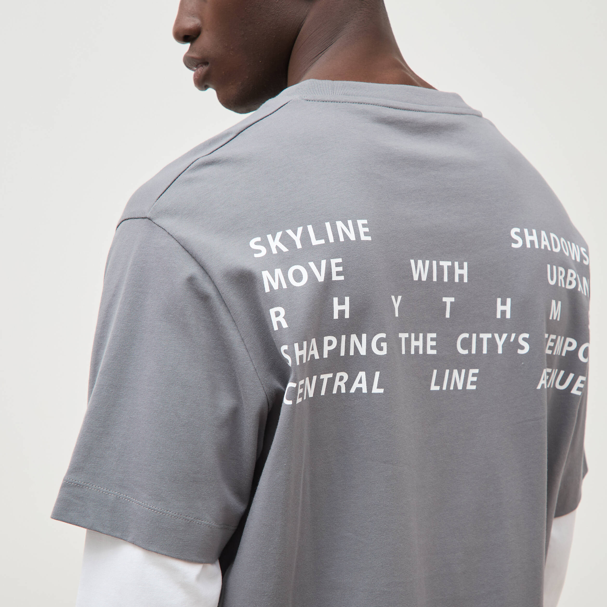 T-shirt droit manches longues col rond gris homme