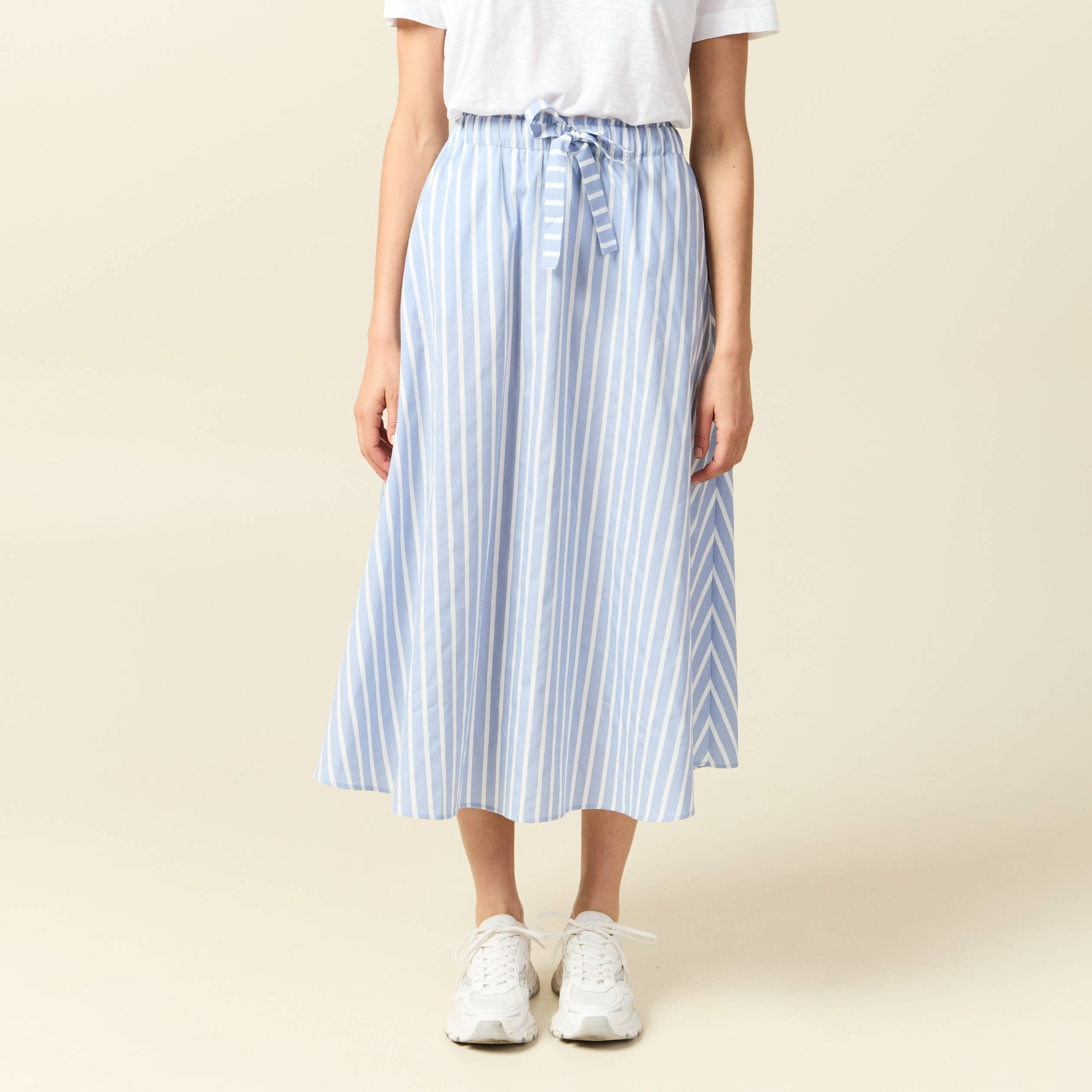 jupe longue evasee en coton bleu ciel femme Jupe longue évasée en coton bleu ciel femme