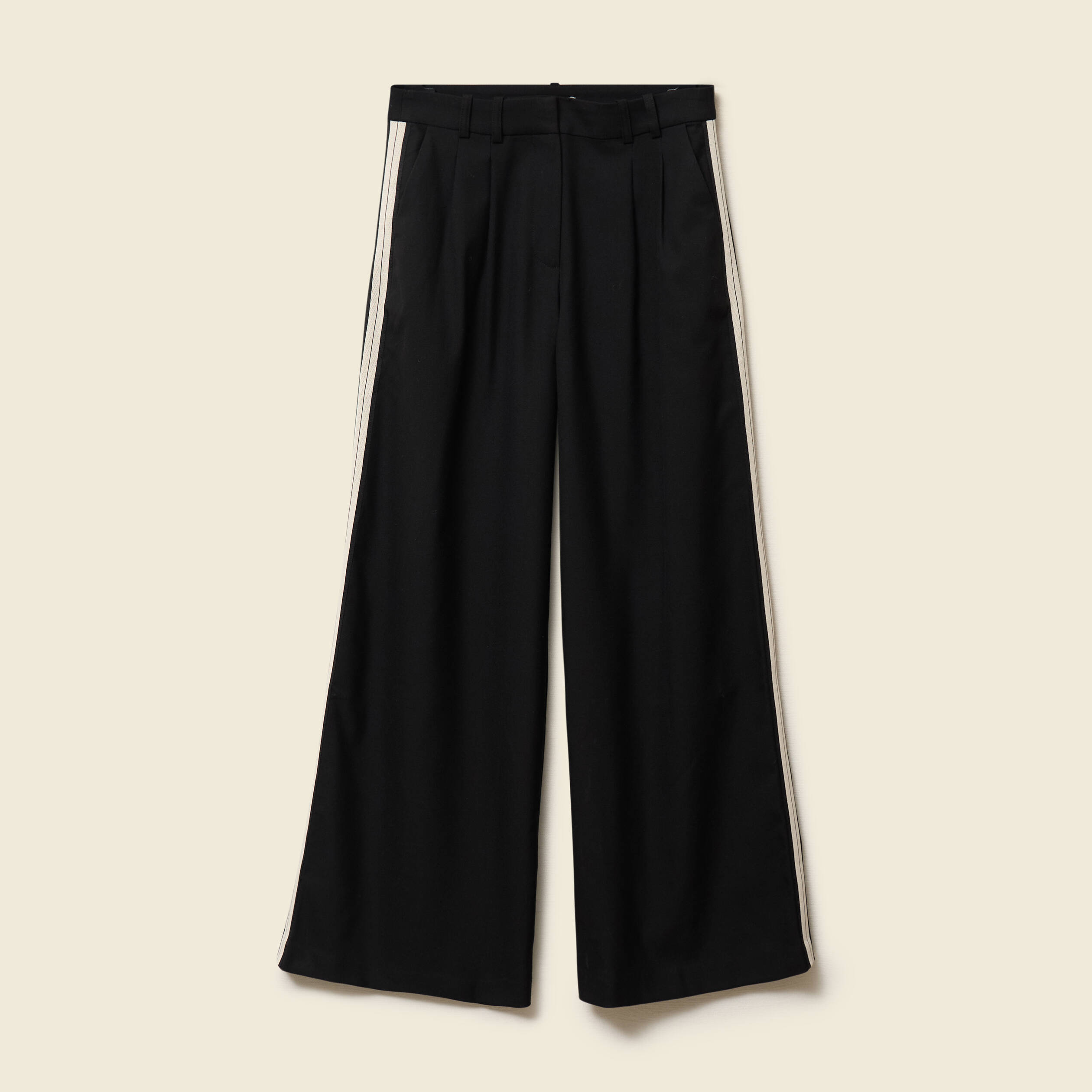 Pantalon large taille haute noir femme