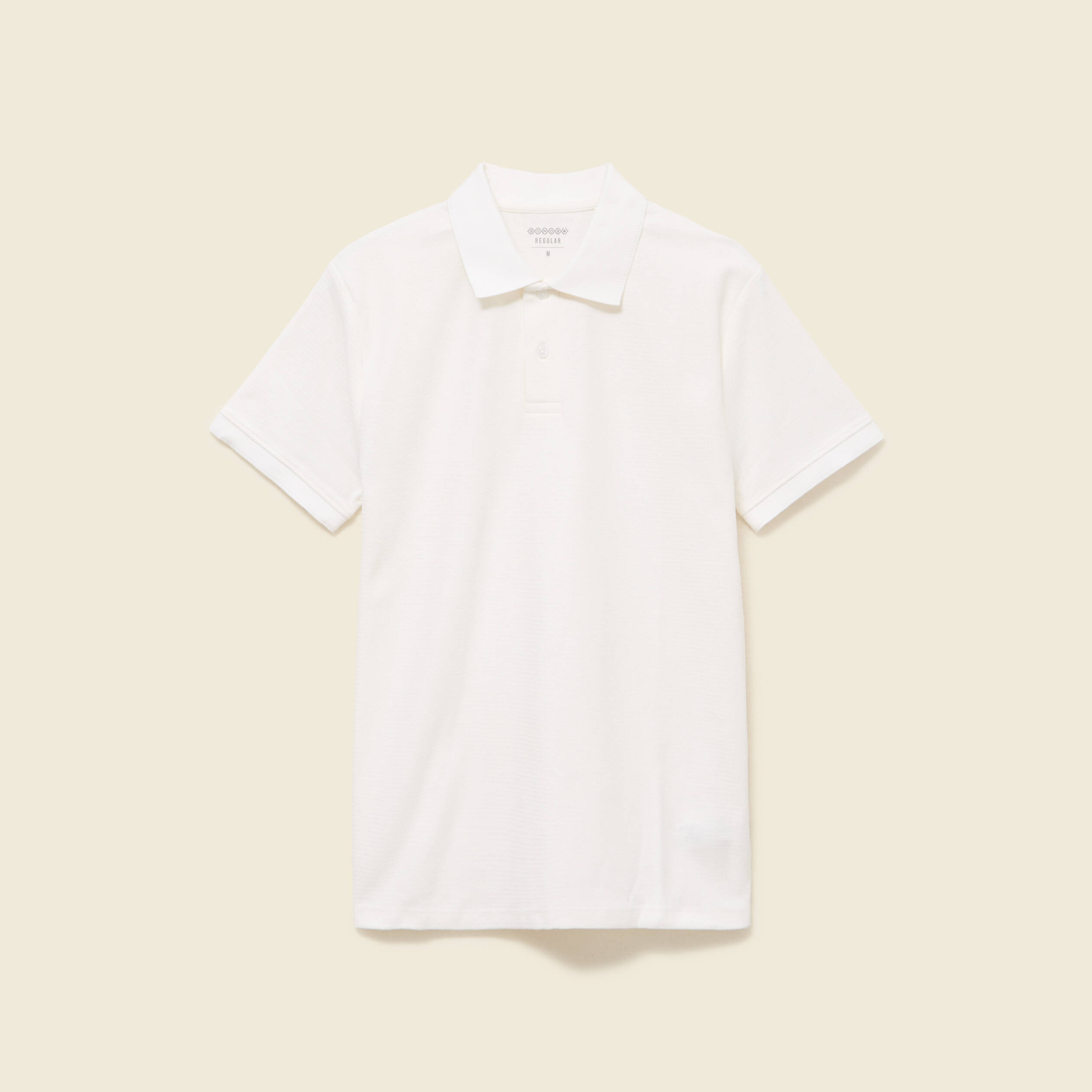 Polo cintr&eacute; manches courtes blanc homme