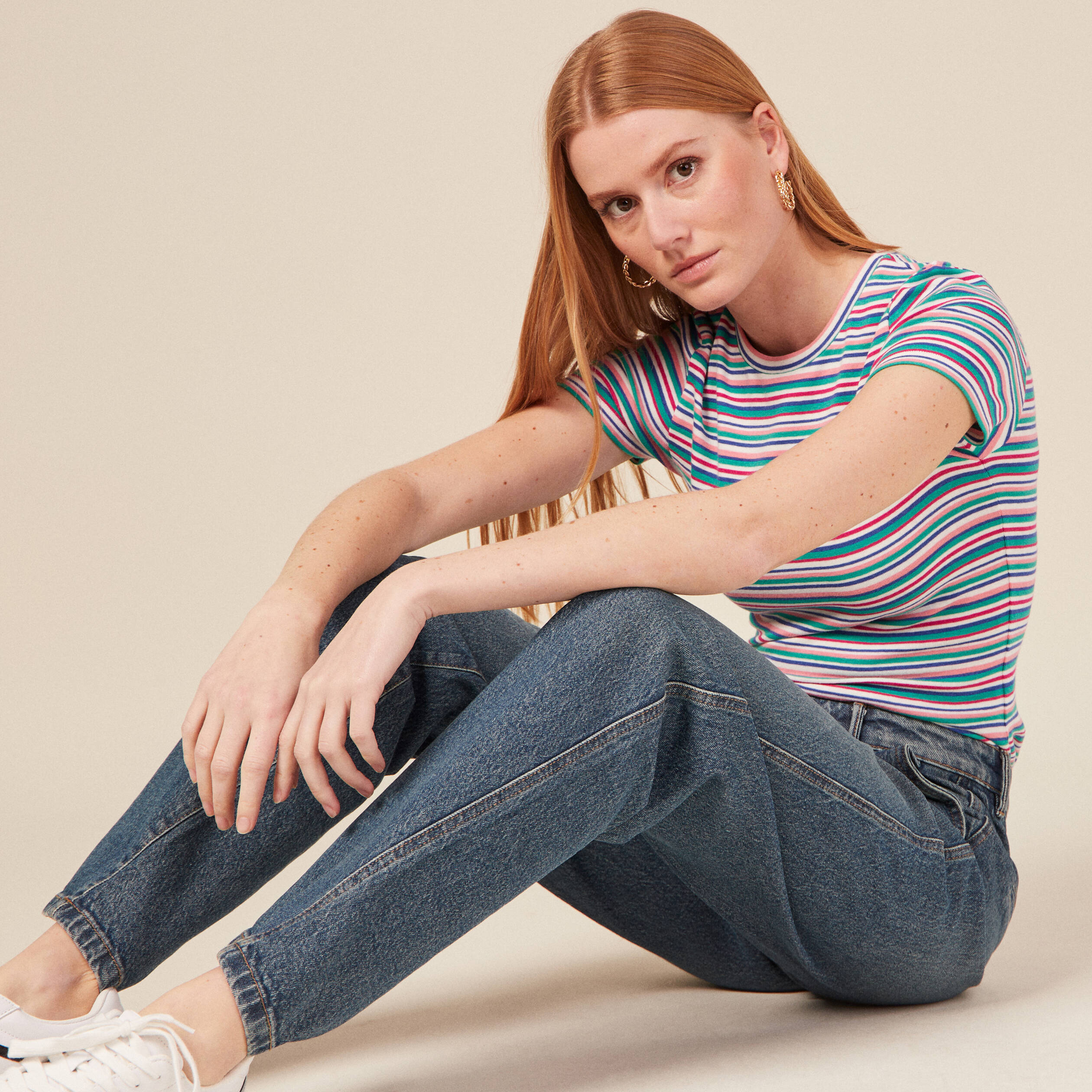 t shirt manches courtes multicolore femme T-shirt manches courtes multicolore femme