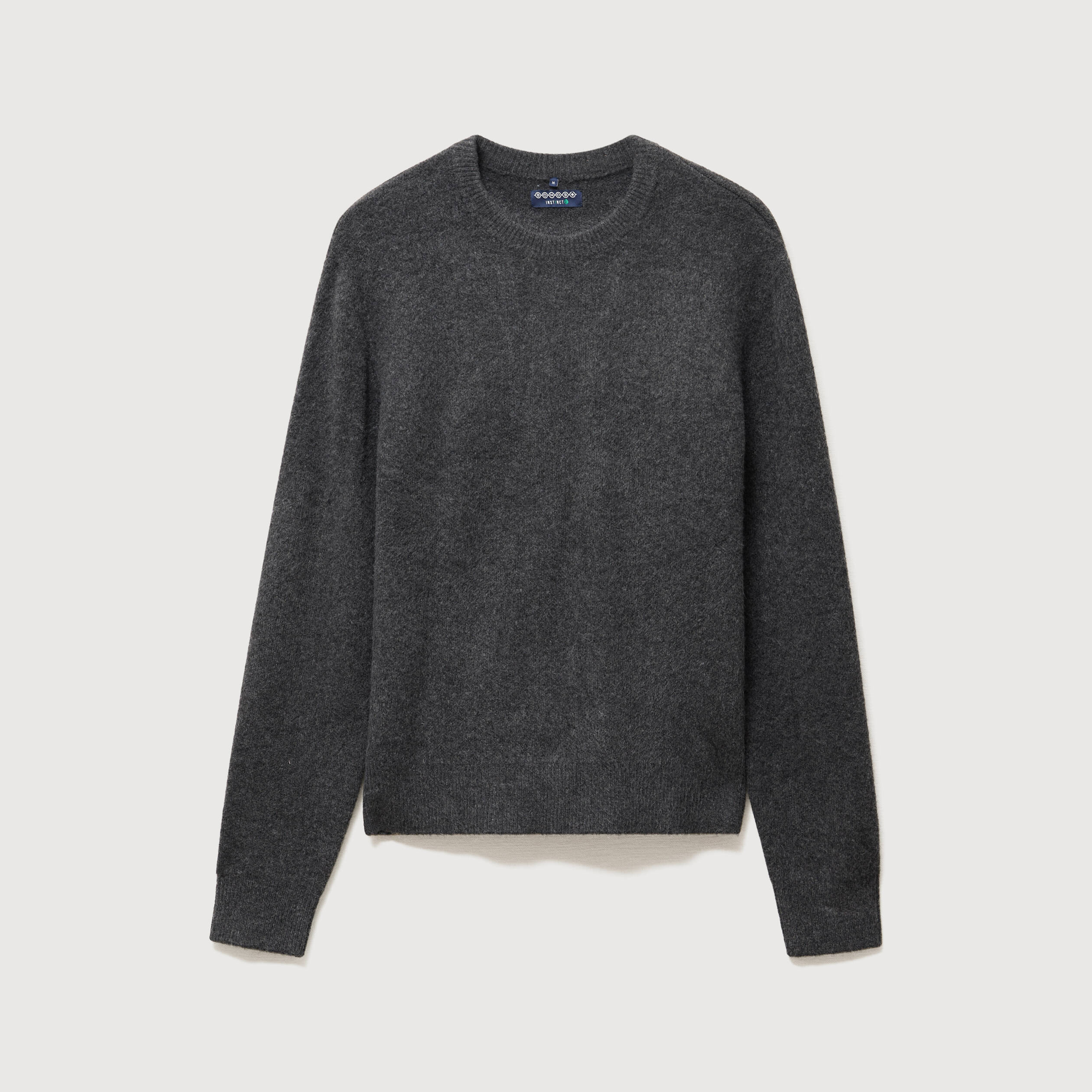 Pull droit col rond manches longues gris fonc&eacute; homme