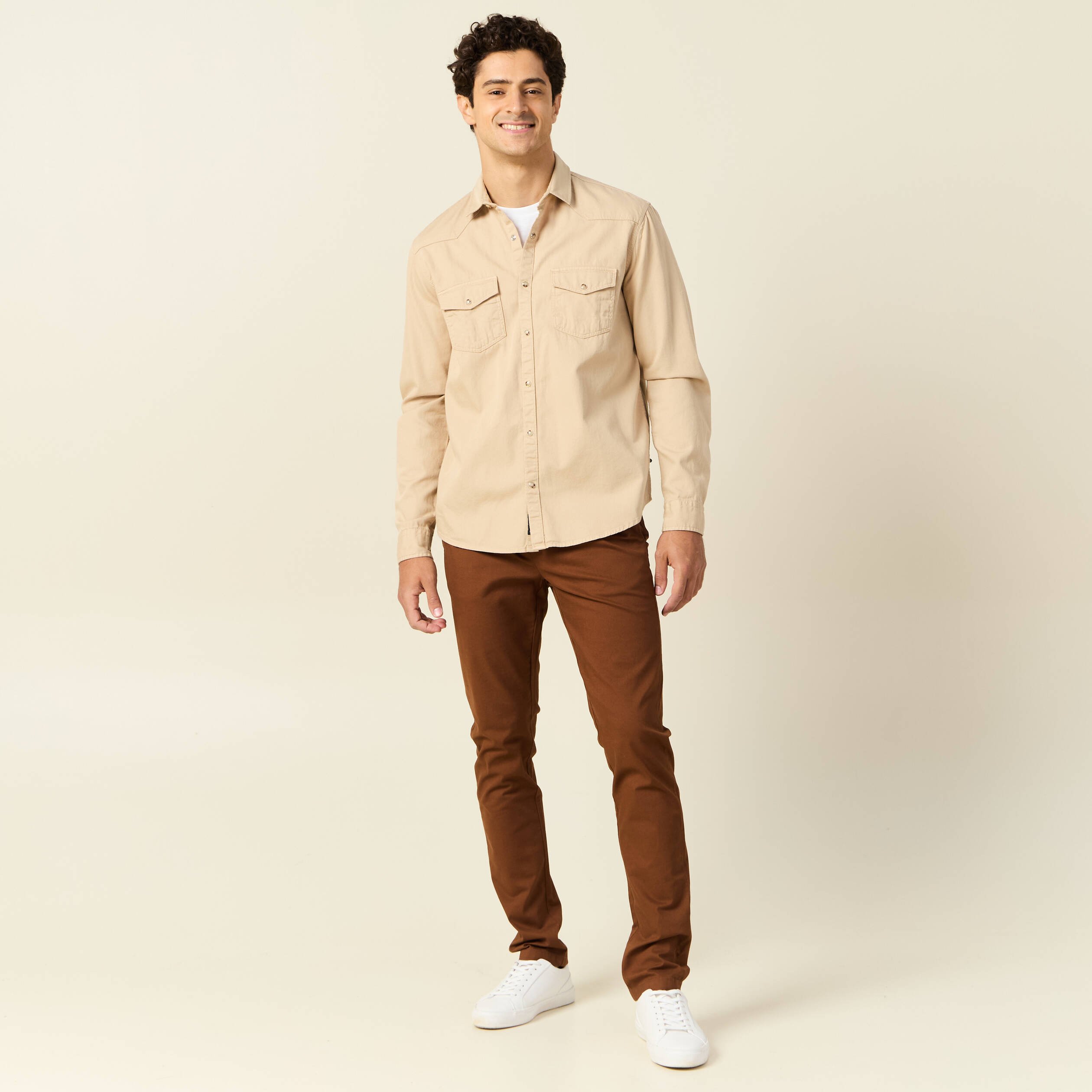 Pantalon slim Instinct chino marron homme Vibs