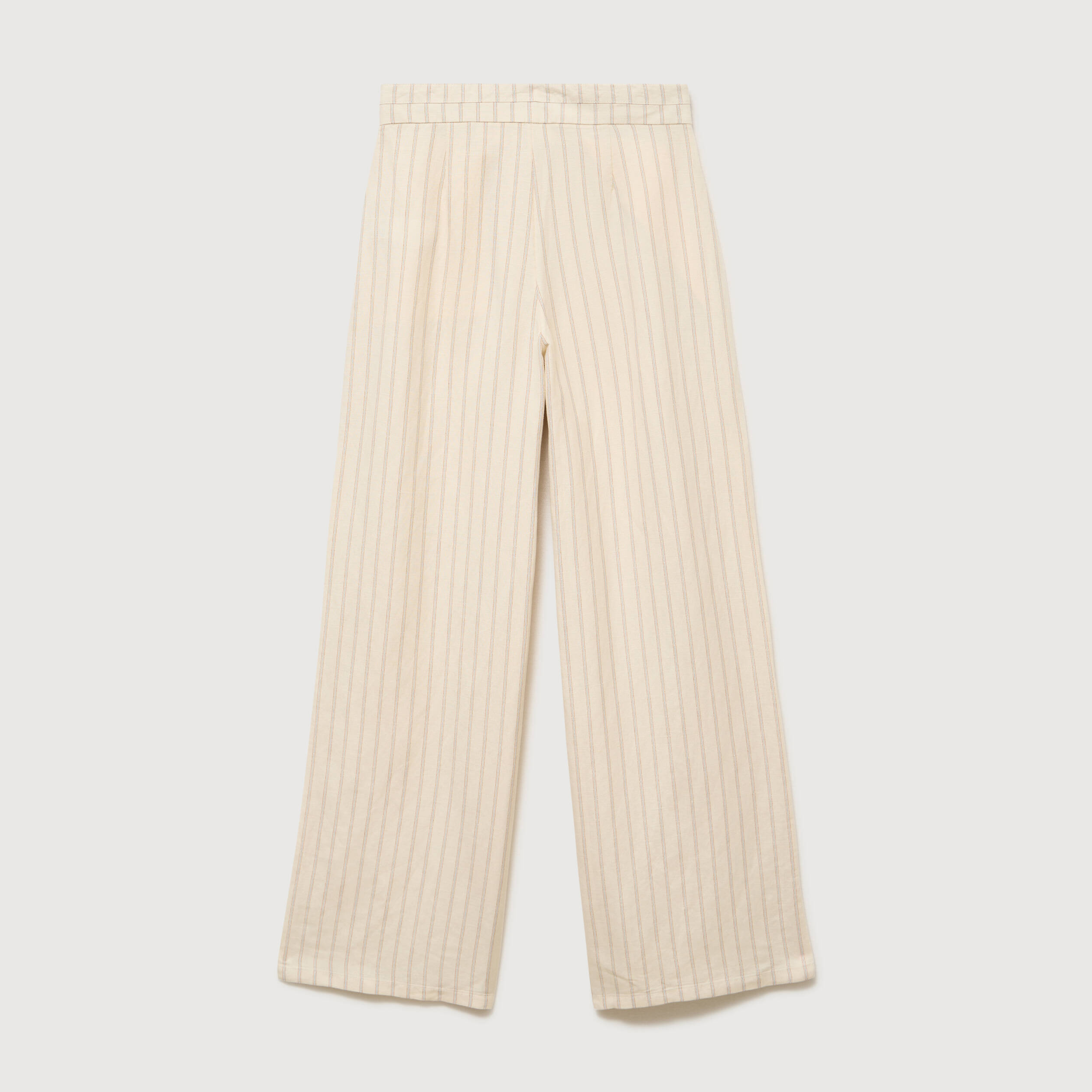 Pantalon large taille haute ceinture jaune pastel femme