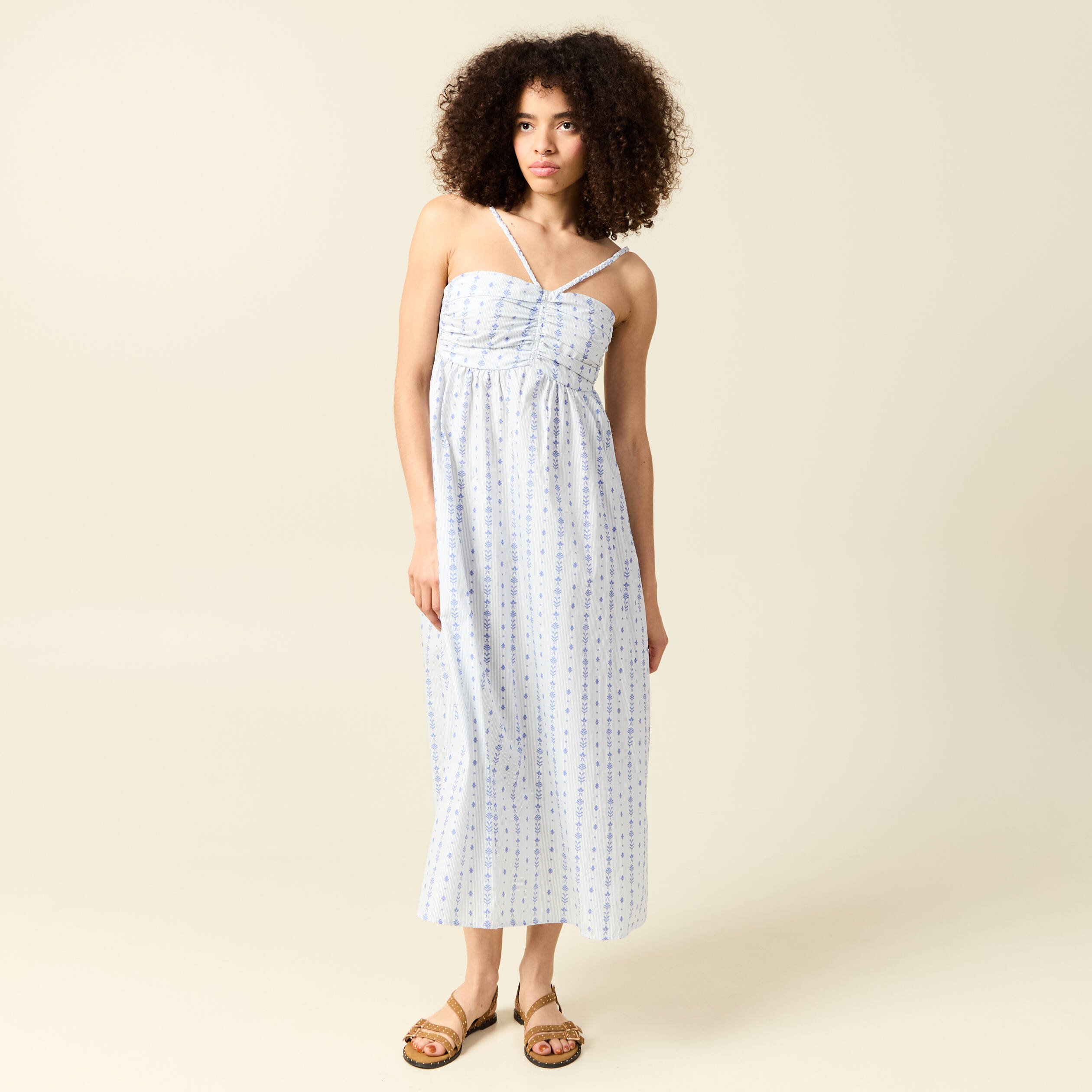 robe sans manches en coton bleu clair femme Robe sans manches en coton bleu clair femme