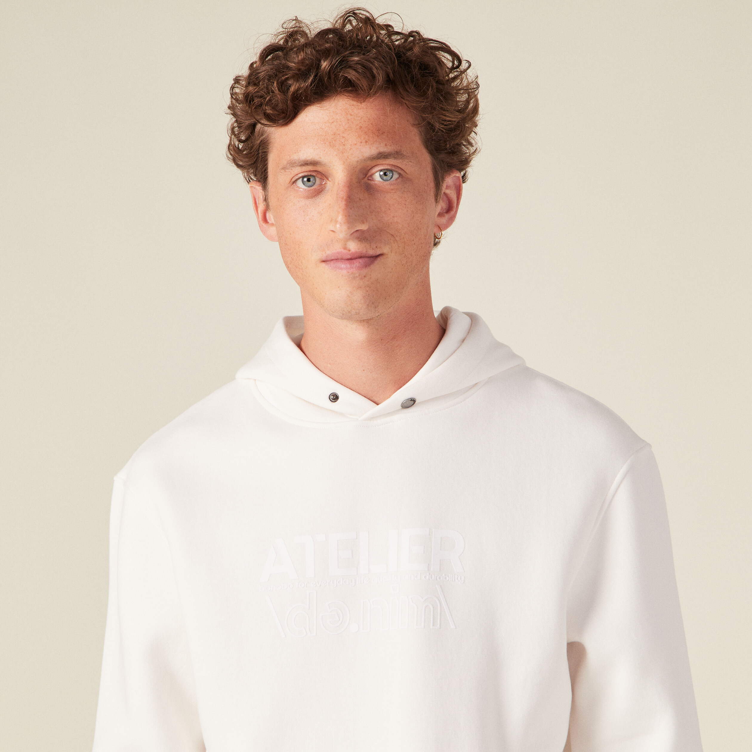 Sweat à capuche ecru homme | Vibs