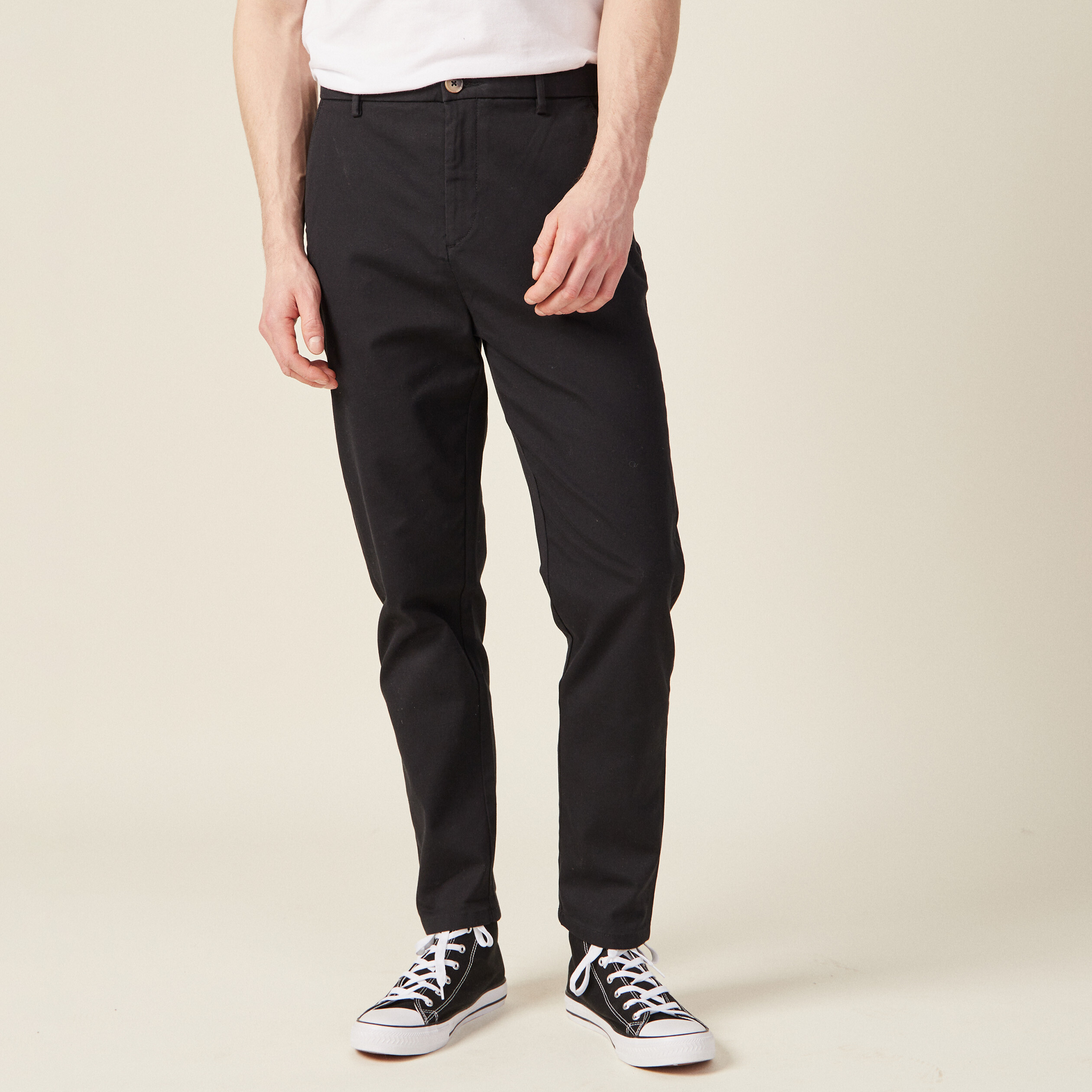 Pantalon chino 7/8ème noir homme
