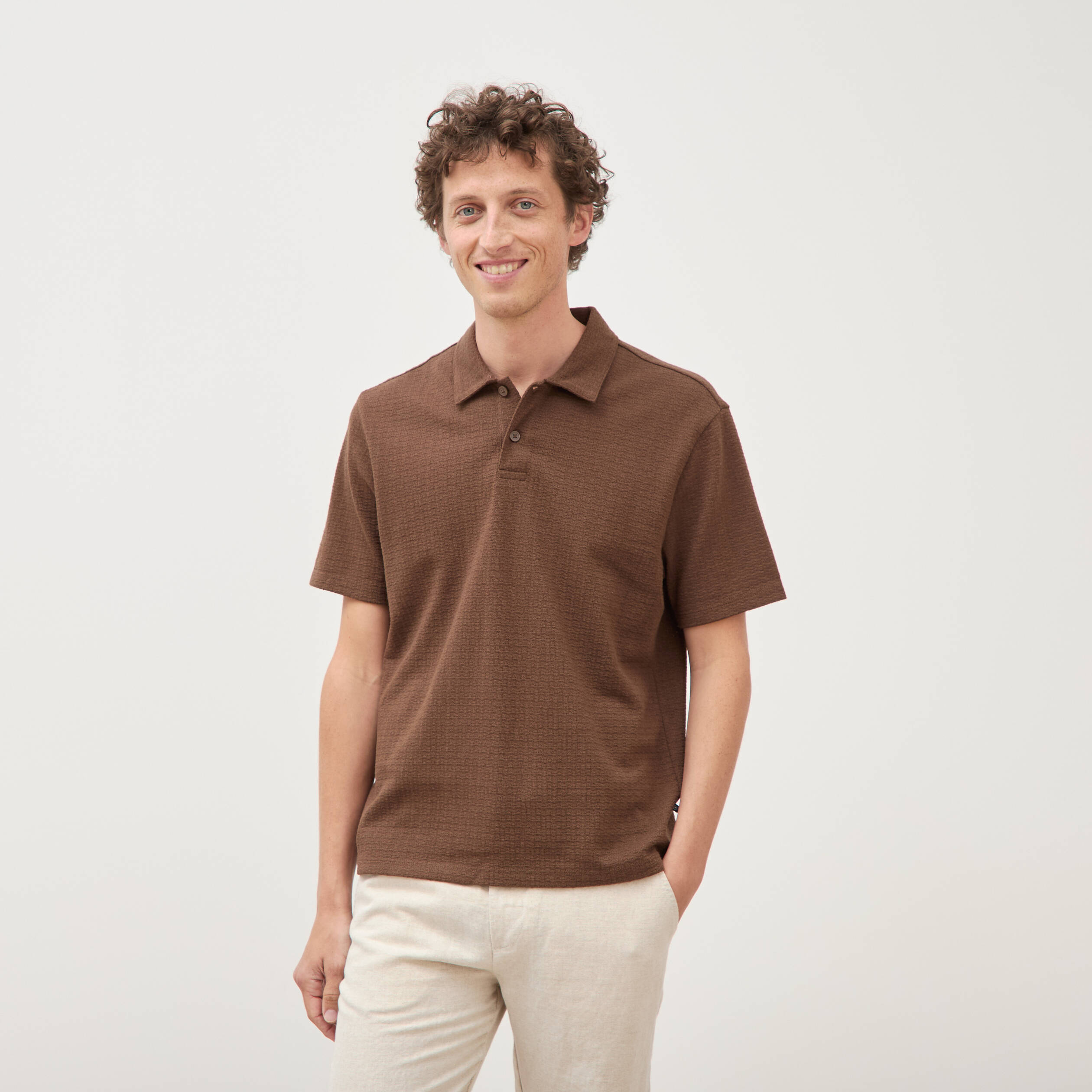 Polo manches courtes taupe homme
