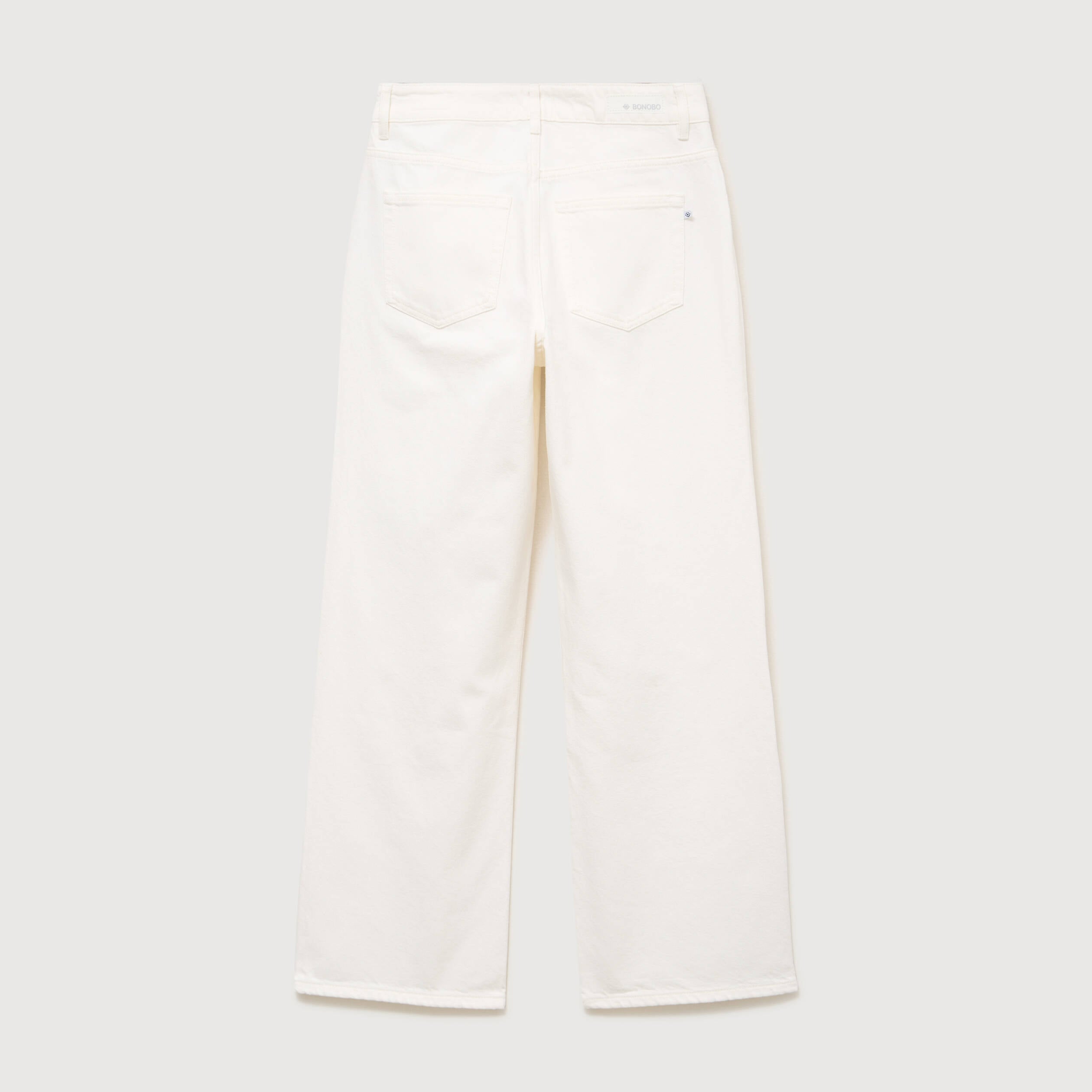 Jeans wide leg taille bascul&eacute;e denim blanc femme