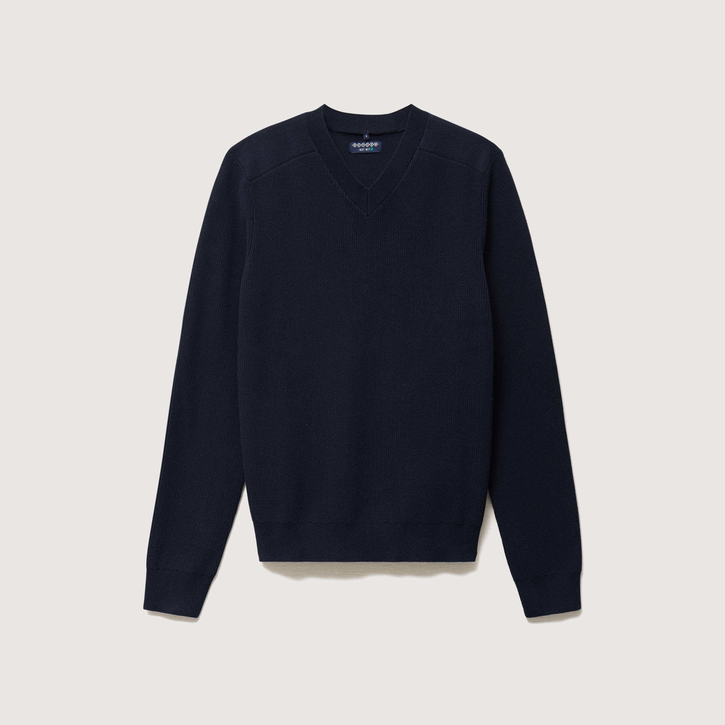 Pull col v manches longues bleu marine homme
