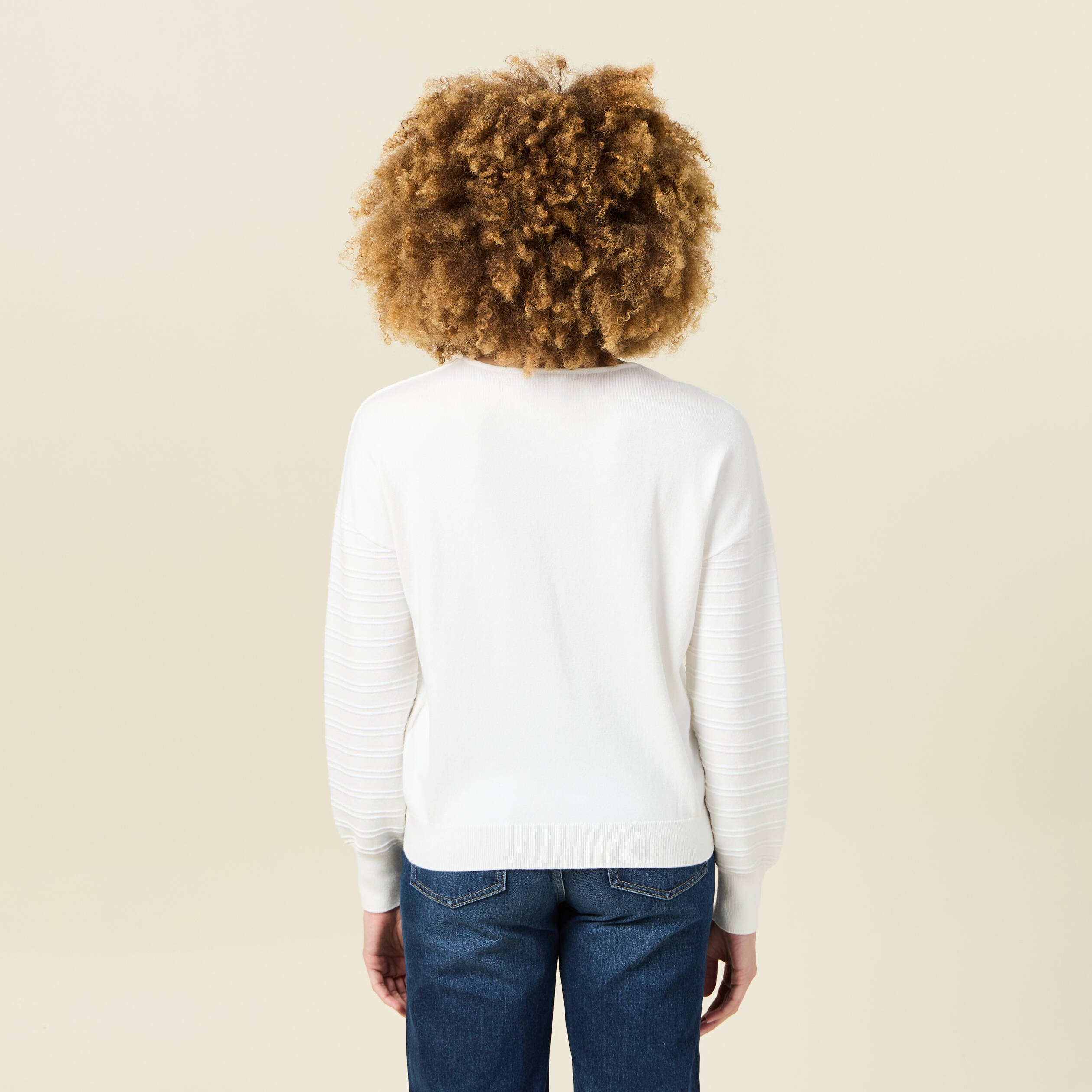 Pull manches longues blanc femme