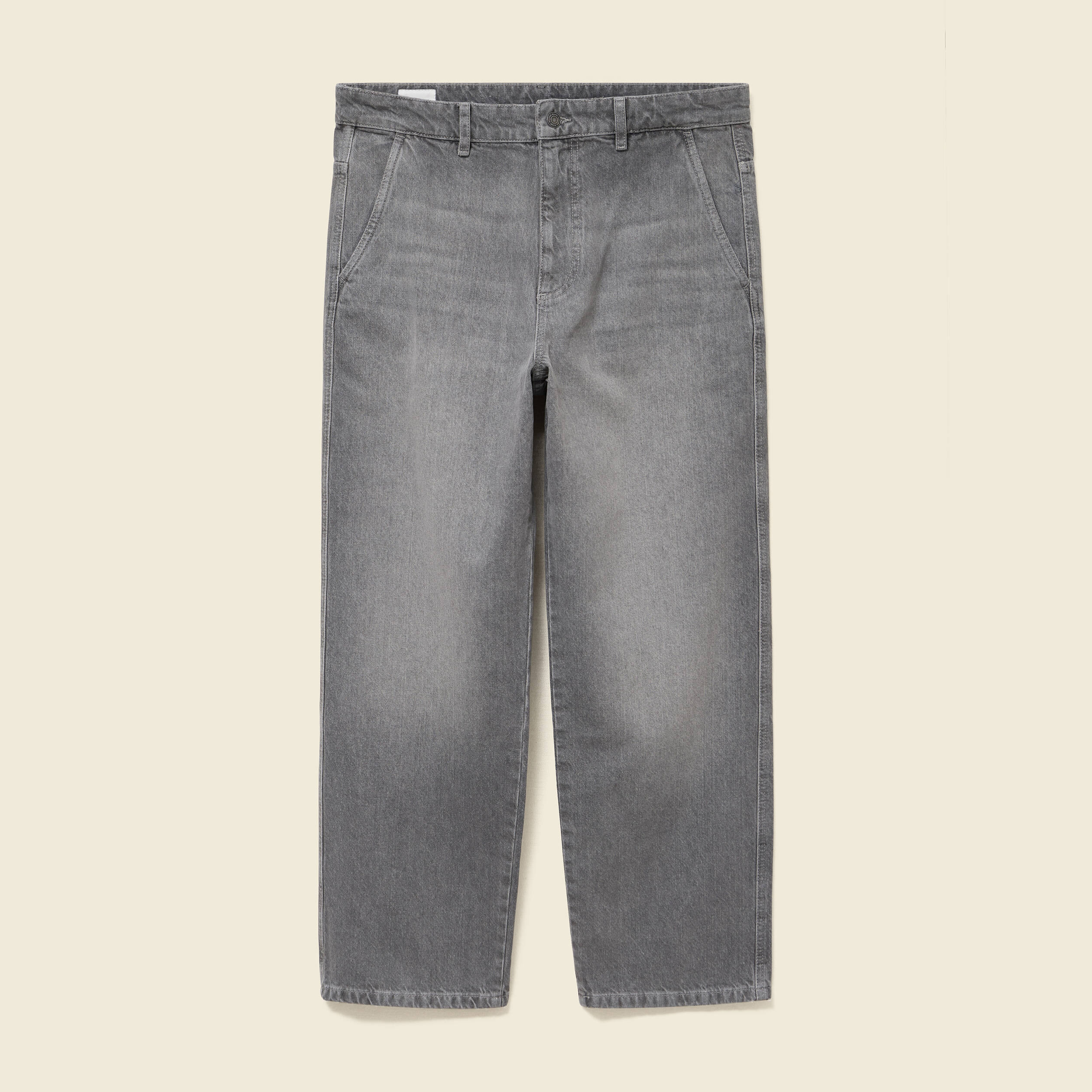 Jeans loose longueur 32 en coton denim gris homme