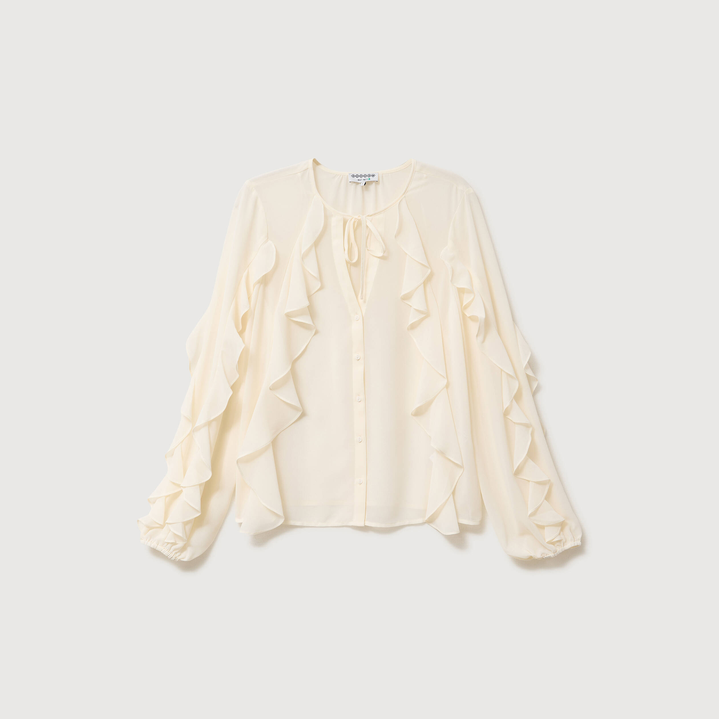 Chemise manches longues col rond ivoire femme