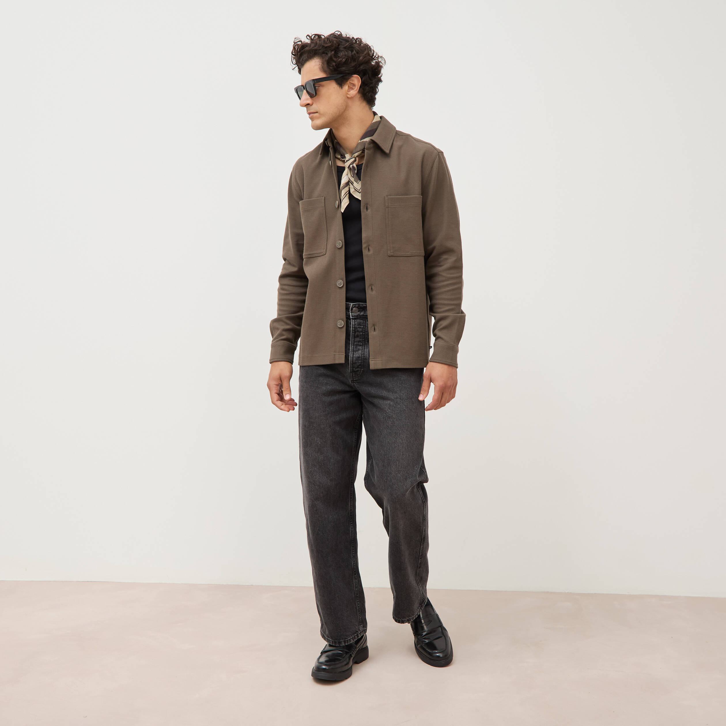 Surchemise manches longues taupe homme
