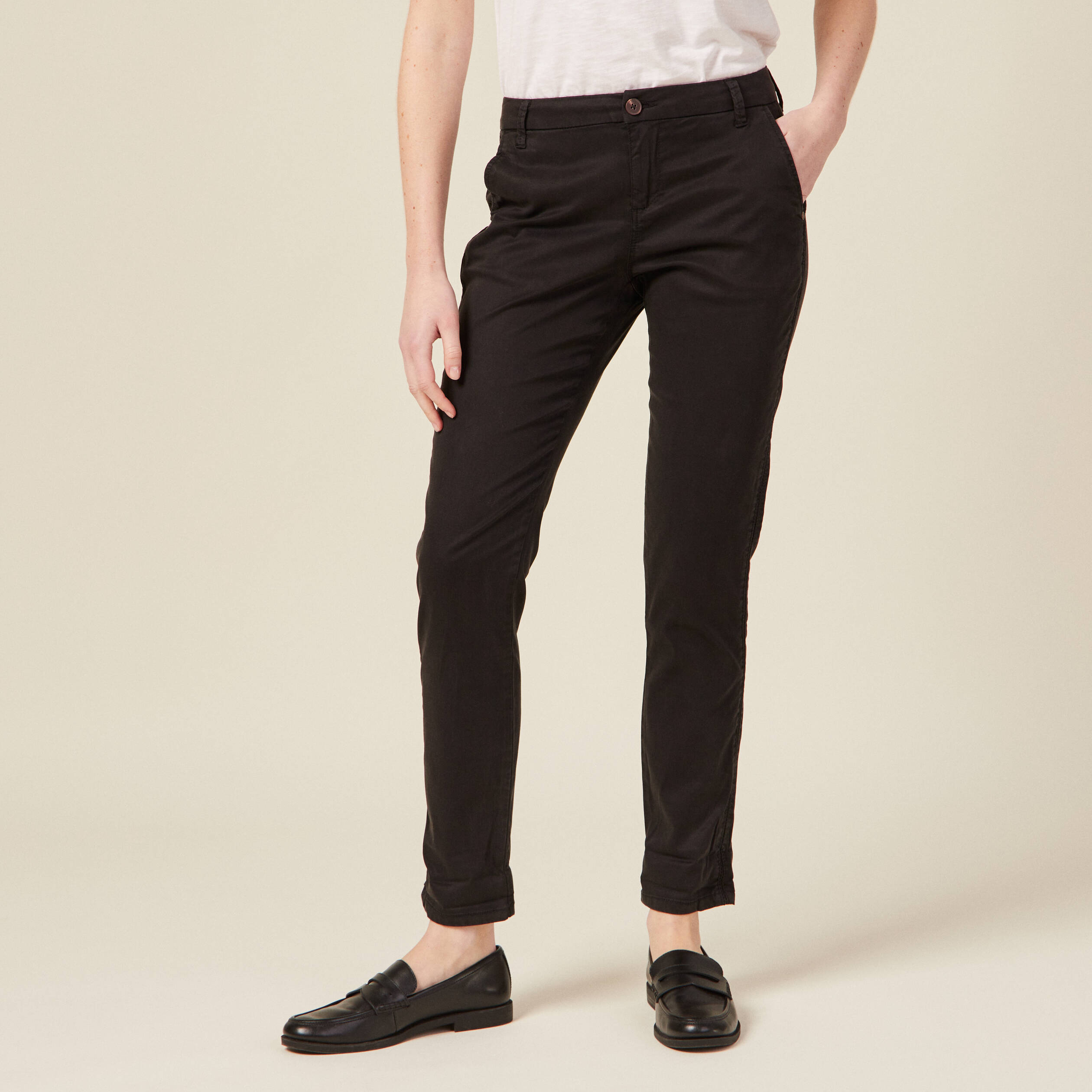 Pantalon chino Instinct noir femme Vibs