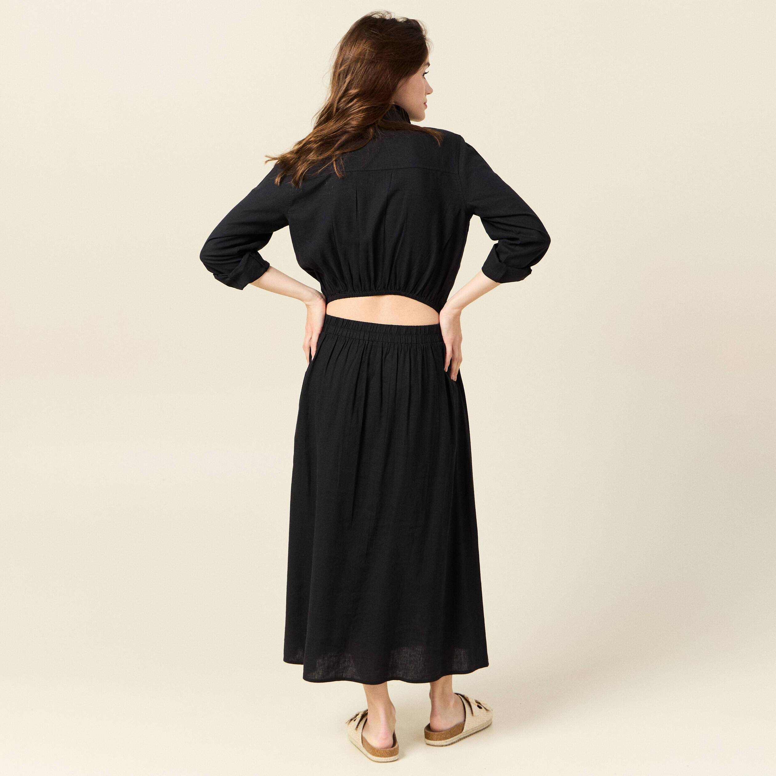 robe chemise eco responsable noir femme Robe chemise éco-responsable noir femme