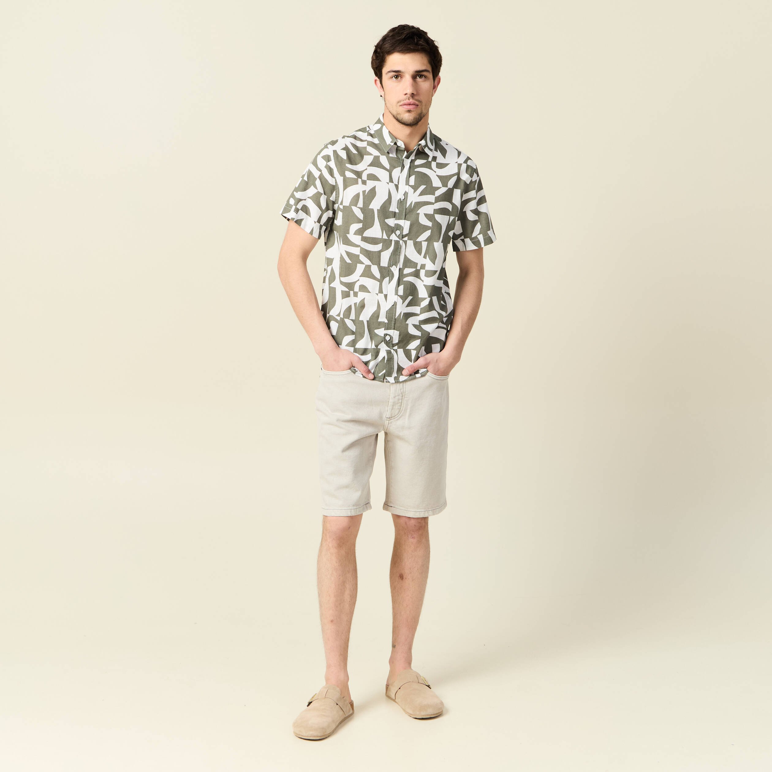 chemise manches courtes vert kaki homme Chemise manches courtes vert kaki homme