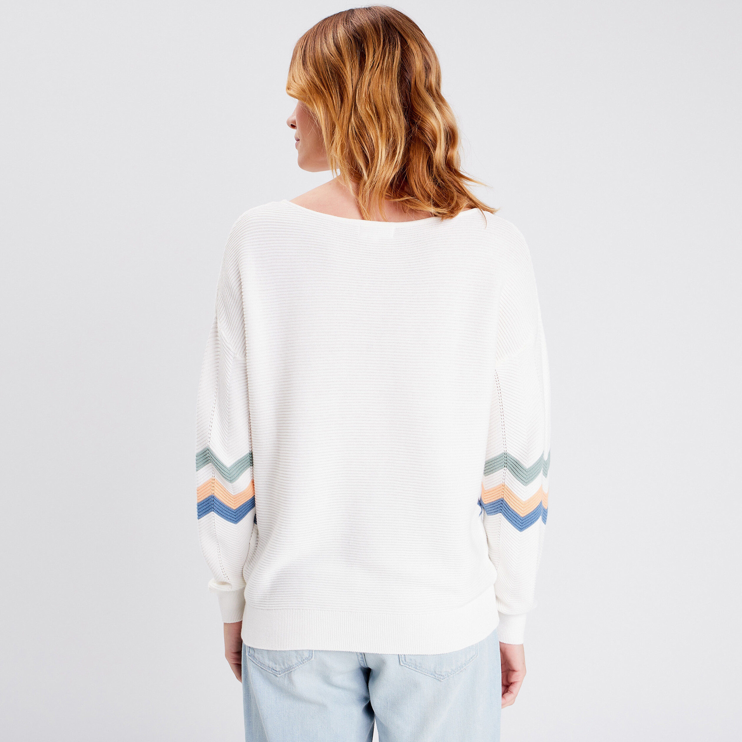 Pull manches longues ecru femme