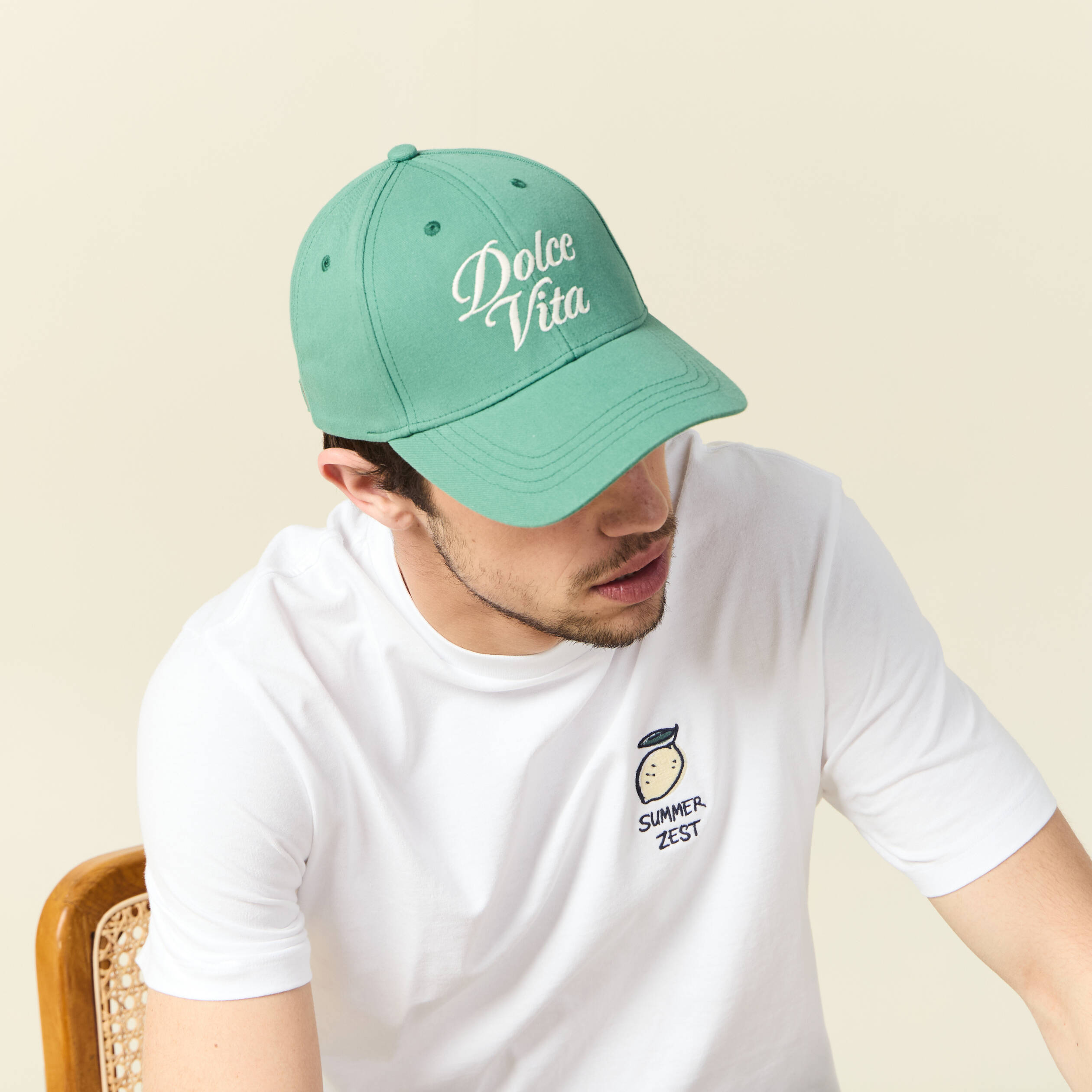 Casquette brod&eacute;e vert homme