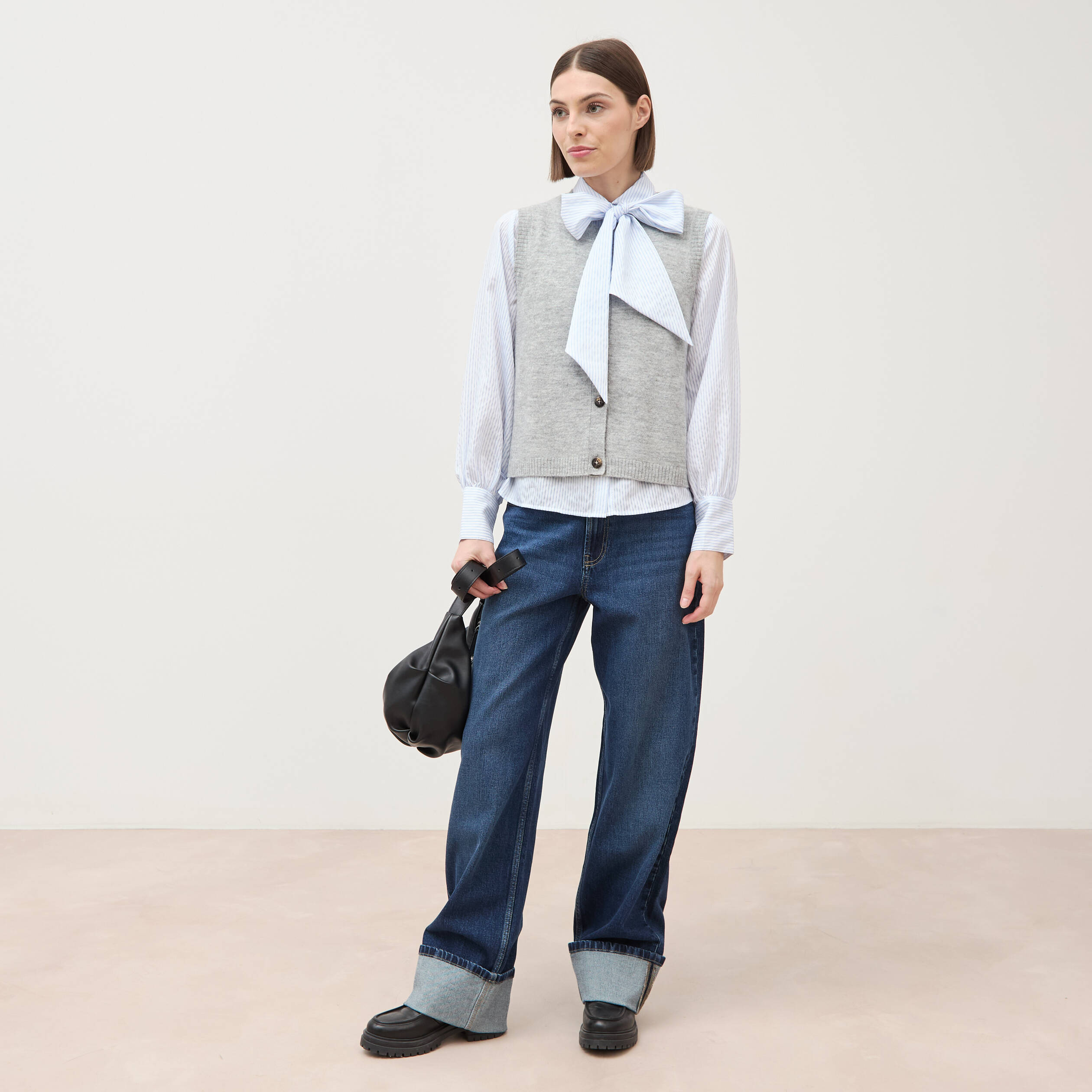 Jeans straight taille standard denim brut femme