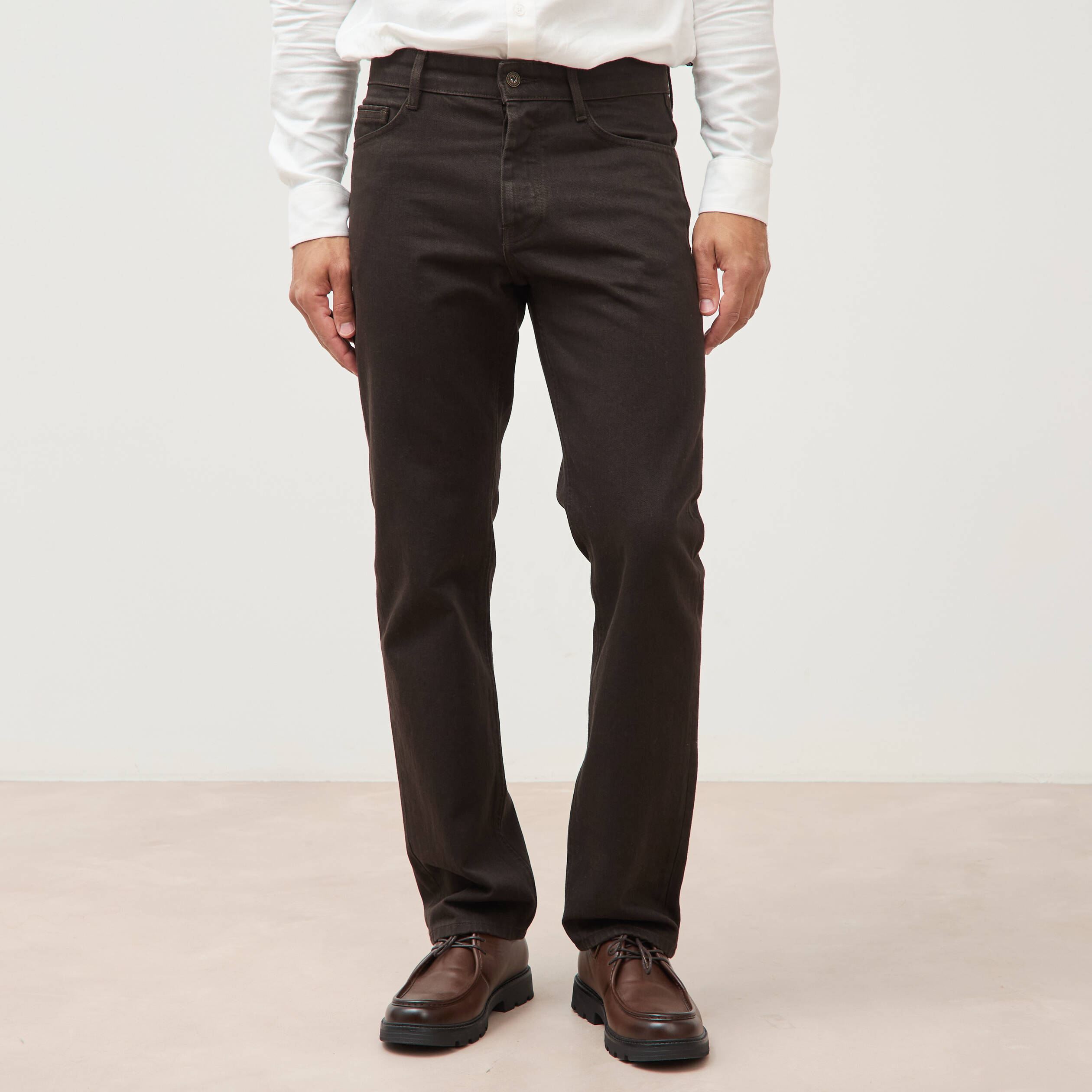 Jeans regular longueur 32 marron homme